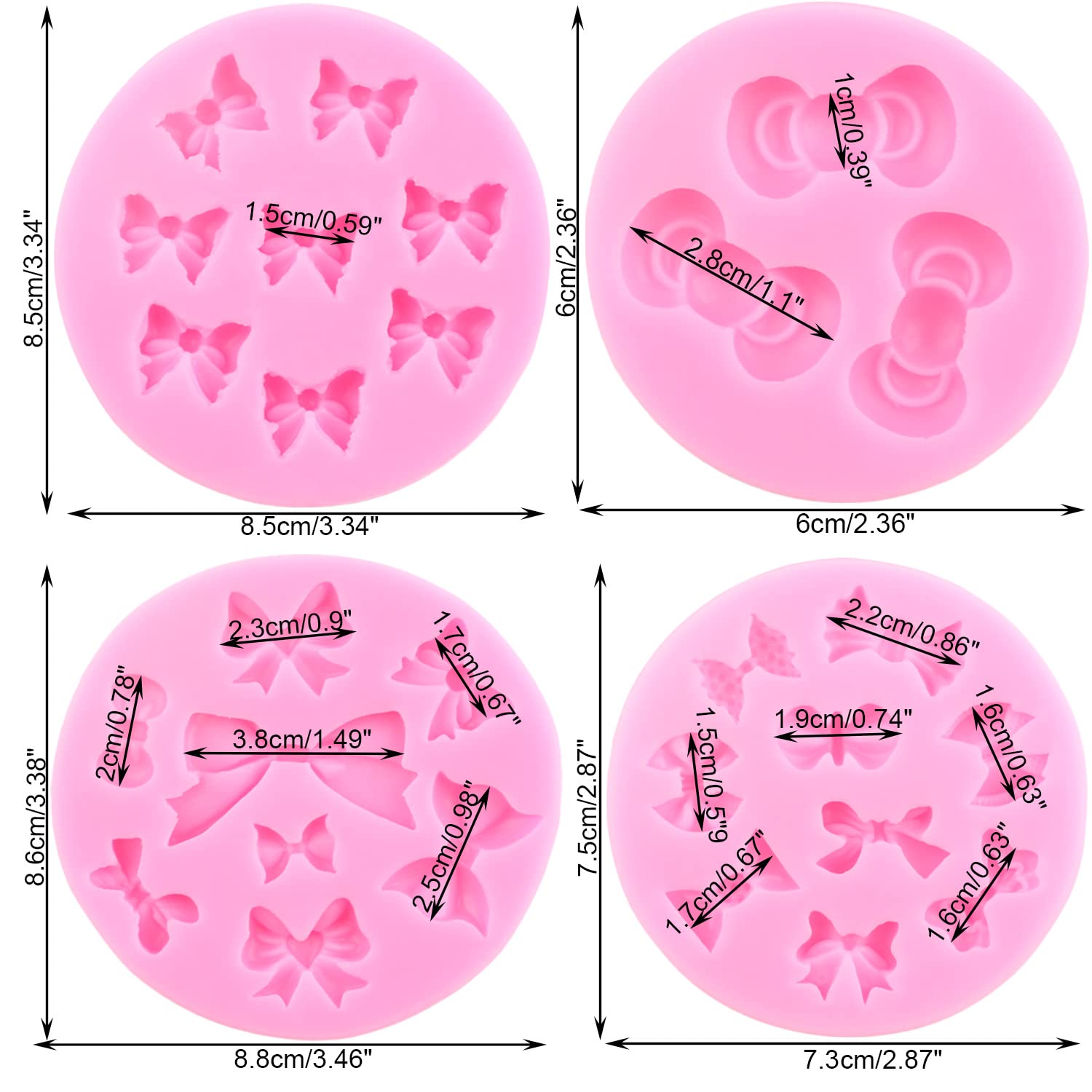 Mujiang Bows Silicone Molds Bowknot Fondant Chocolate Candy Molds Bowknot Silicone Molds For Cake Decorating Cupcake Topper Poly