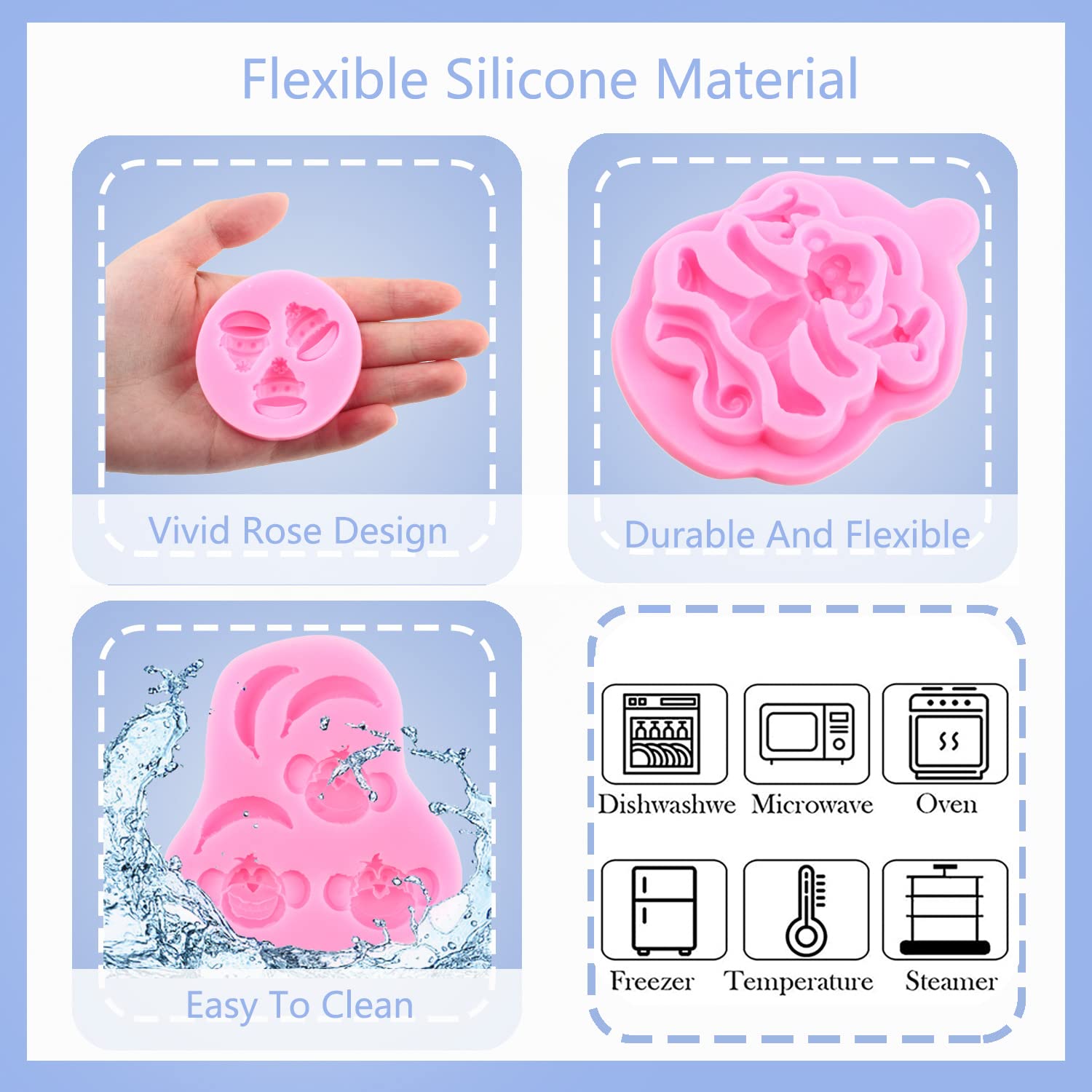 Lkdquthm Monkey Banana Silicone Molds Bear Fondant Molds For Cake Decorating Cupcake Topper Candy Chocolate Gum Paste Polymer Cl