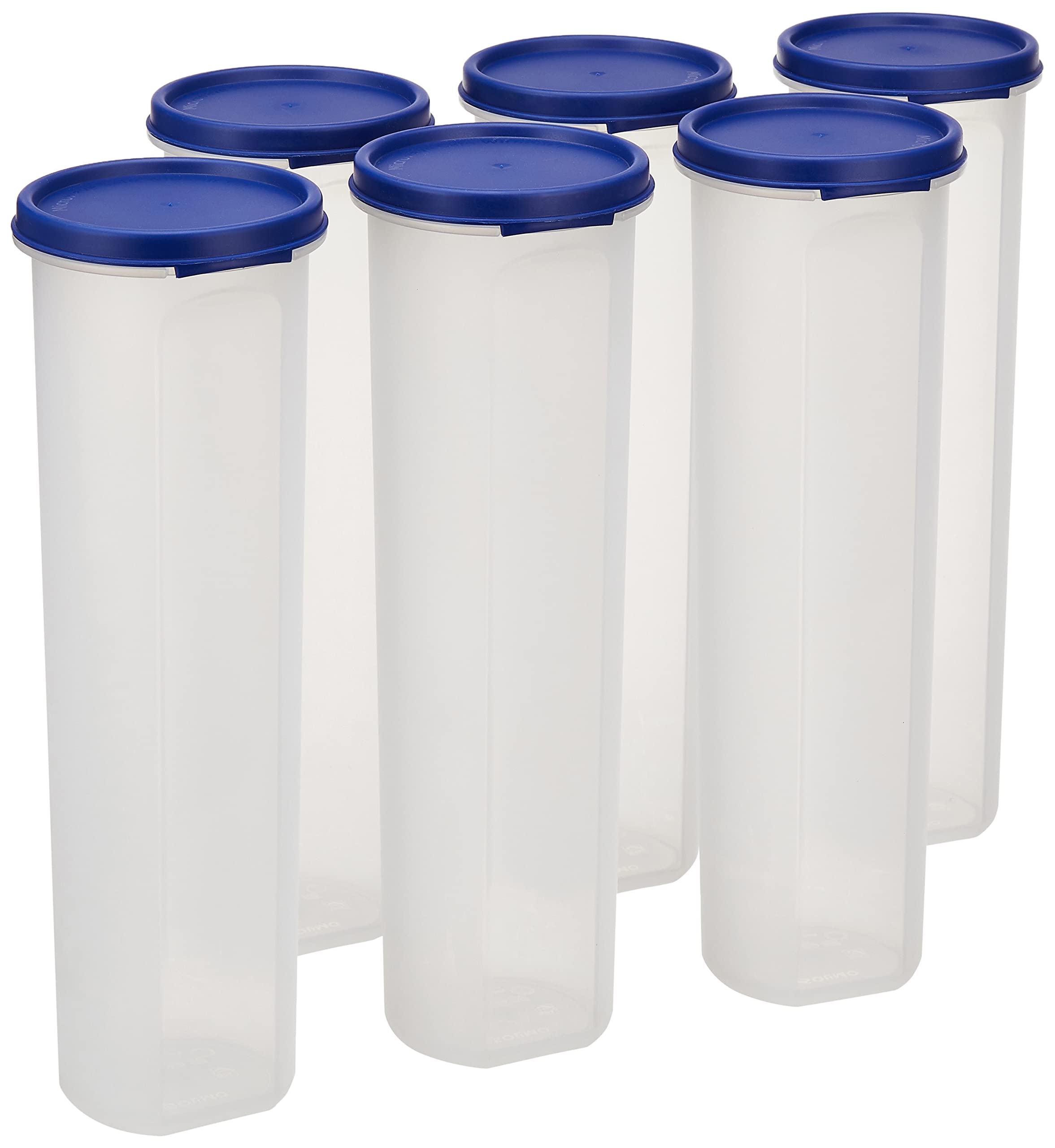 Amazon Brand  Solimo Plastic Slim Storage Container,Set Of 6(1100 Ml Each),Blue