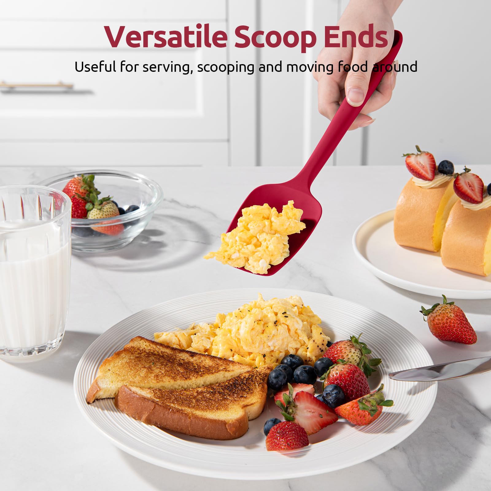 U-Taste Silicone Spoon Spatula Set, 600Af High Heat Resistant Bpa-Free Flexible Rubber Scraper, One-Piece Cooking Mixing Baking