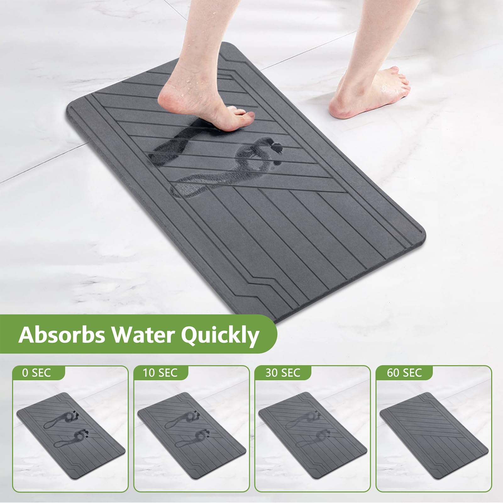 Stone Bath Mat, Diatomaceous Earth Bath Mat Non-Slip Stone Shower Mat Diatomite Stone Bath Mat, Quick Drying Absorbent Stone Bat