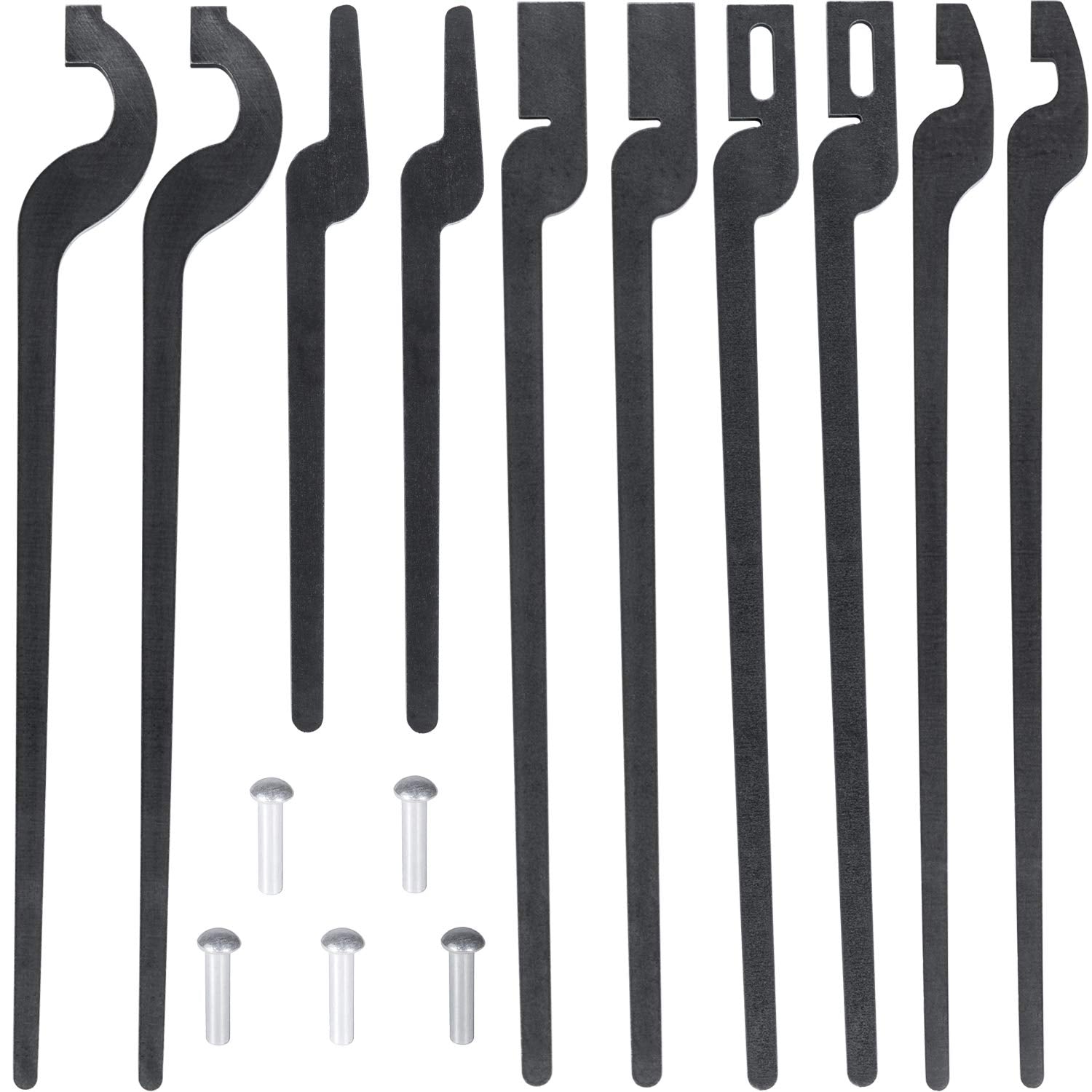 E-Cowlboy Rapid Tongs Bundle Set Five Types Diy Blacksmith Tongs With Rivet, Rapid Bolt/Flat Jaw/Slot Jaw/V-Bit/Scroll Tongs