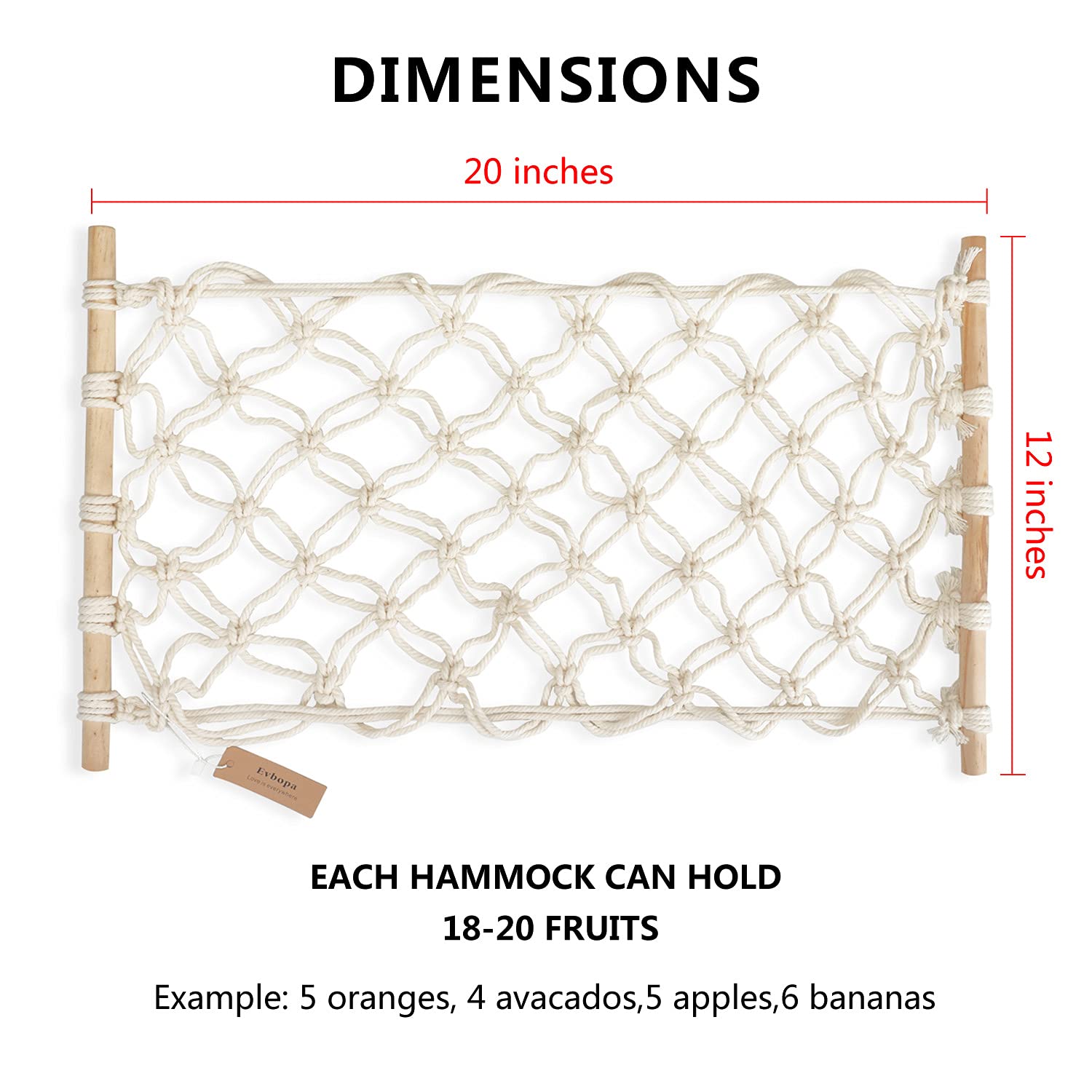 Evbopa Hanging Fruit Hammock For Kitchen Under Cabinet Macrame Fruit Basket For Bananas Fruit Storage With Hooks For Kitchen D