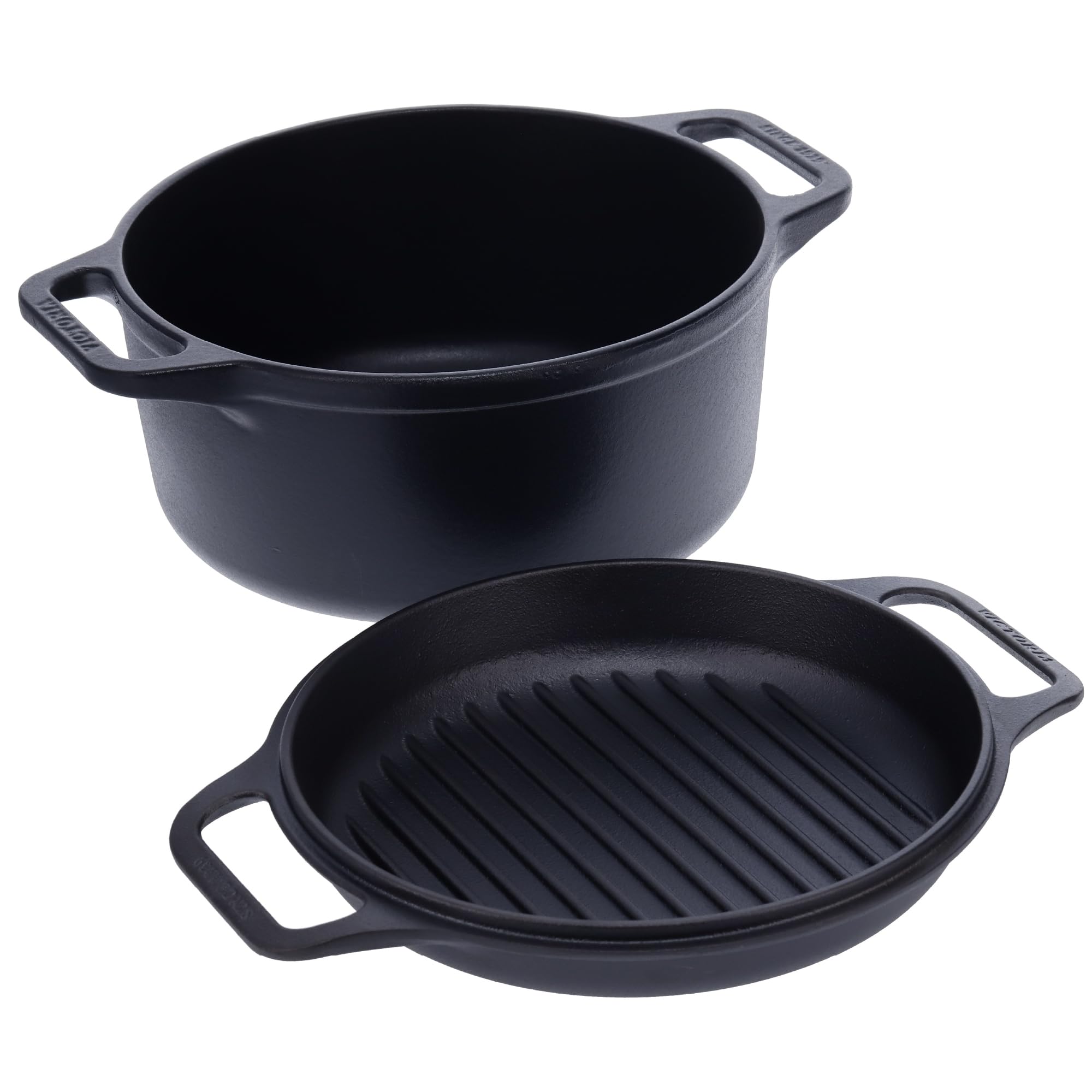 Victoria 6-Quart Cast Iron Combo Cooker, Combination Dutch Oven And Skillet, Made In Colombia, 2-Piece Set