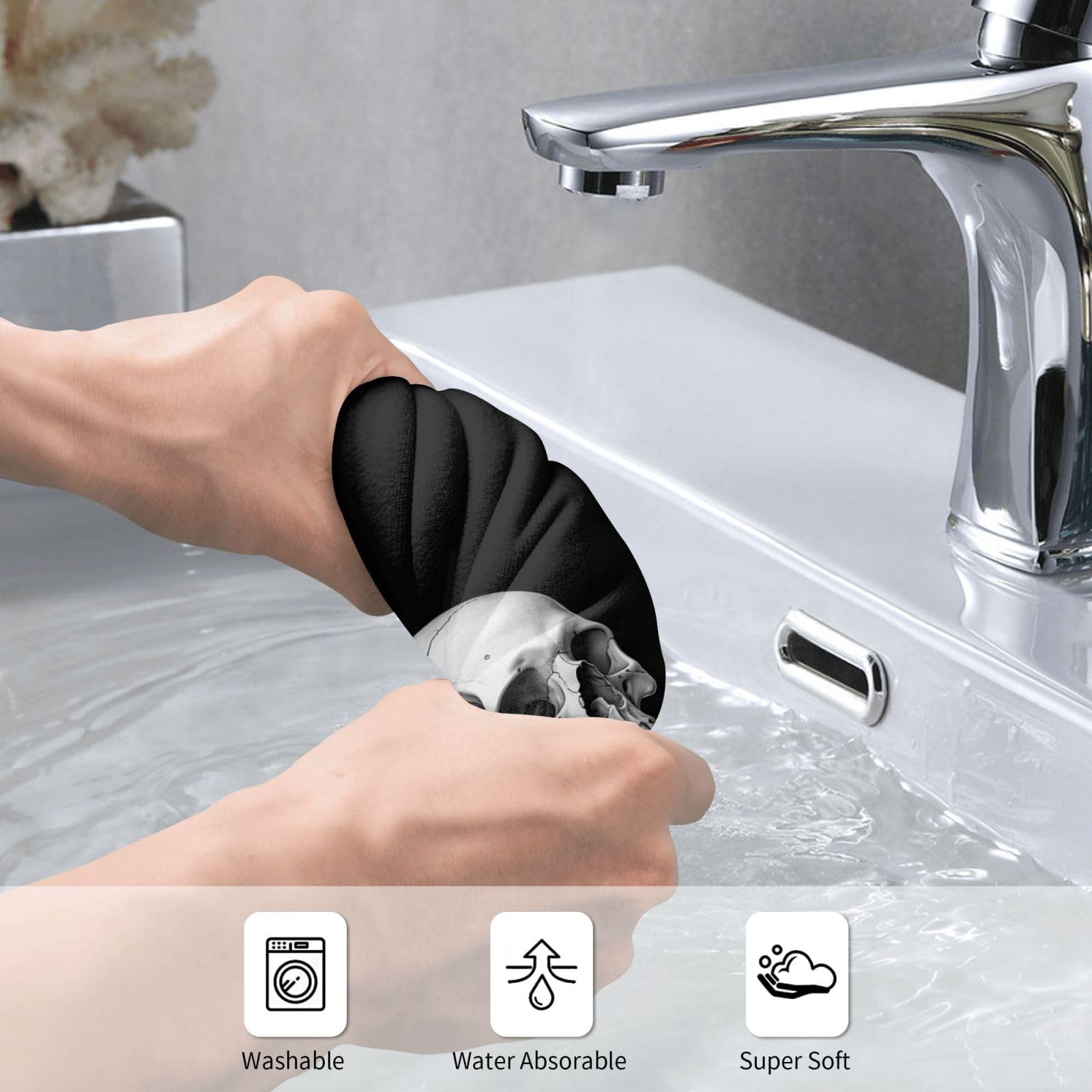 Dewoofly Rock And Roll Skull Skeleton Absorbent Fingertip Towels, Hippie Hand Towel For Hotel All Season 12 X 27.5 Inch