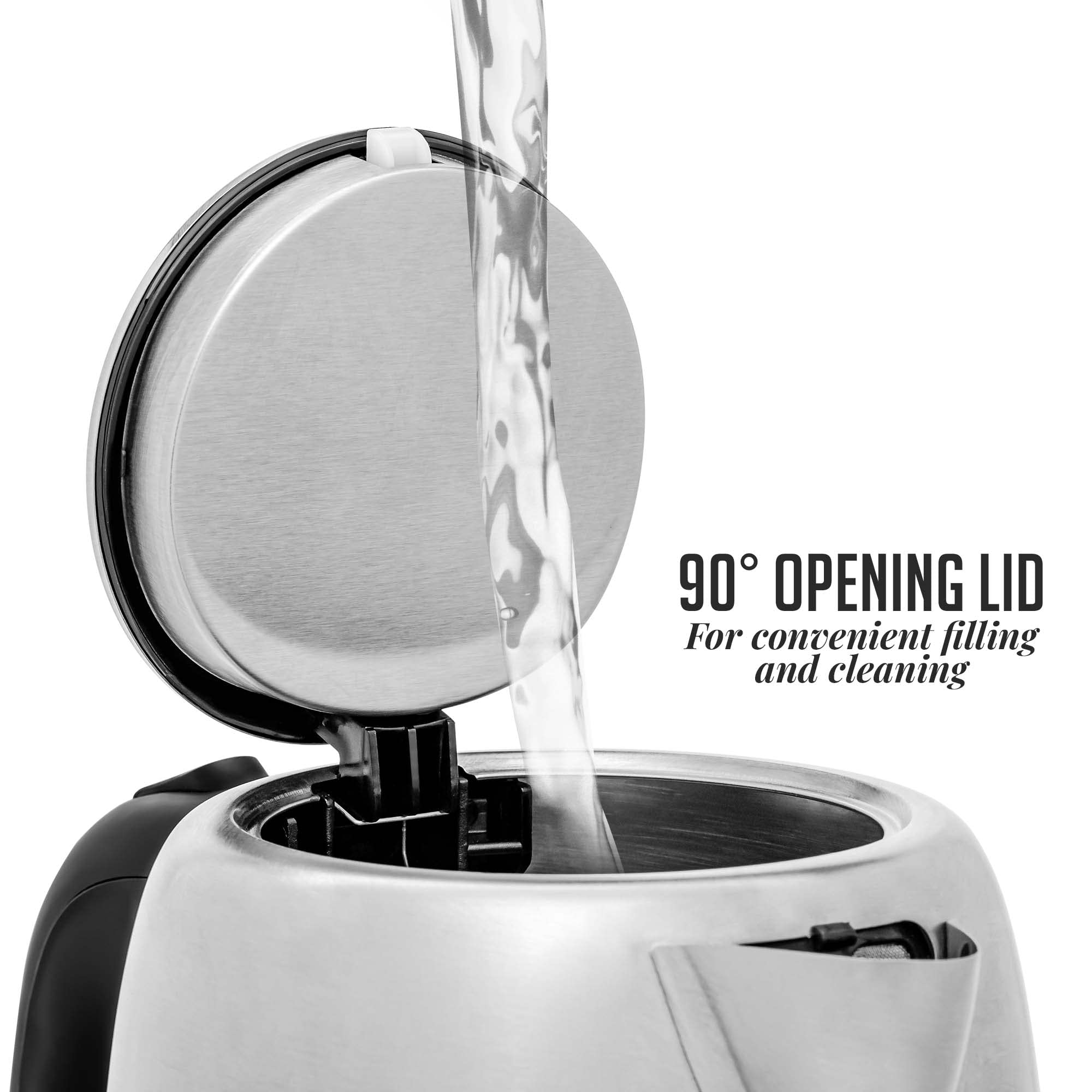 Ovente Electric Tea Kettle Stainless Steel 1.2 Liter Portable Instant Hot Water Boiler Heater 1100W Power Fast Boiling With Cord