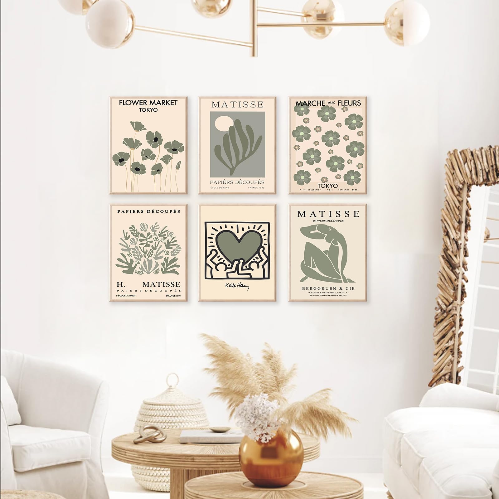 Sage Green Matisse Wall Art Decor  Abstract Matisse Posters Green Wall Decor  Minimalist Flower Market Wall Art Prints  Green Canvas Matisse Paintings Pictures for Aesthetic Room  Bedroom  Living Room  Gallery  Sage Green Room Decor(8x10inch  Unframed)