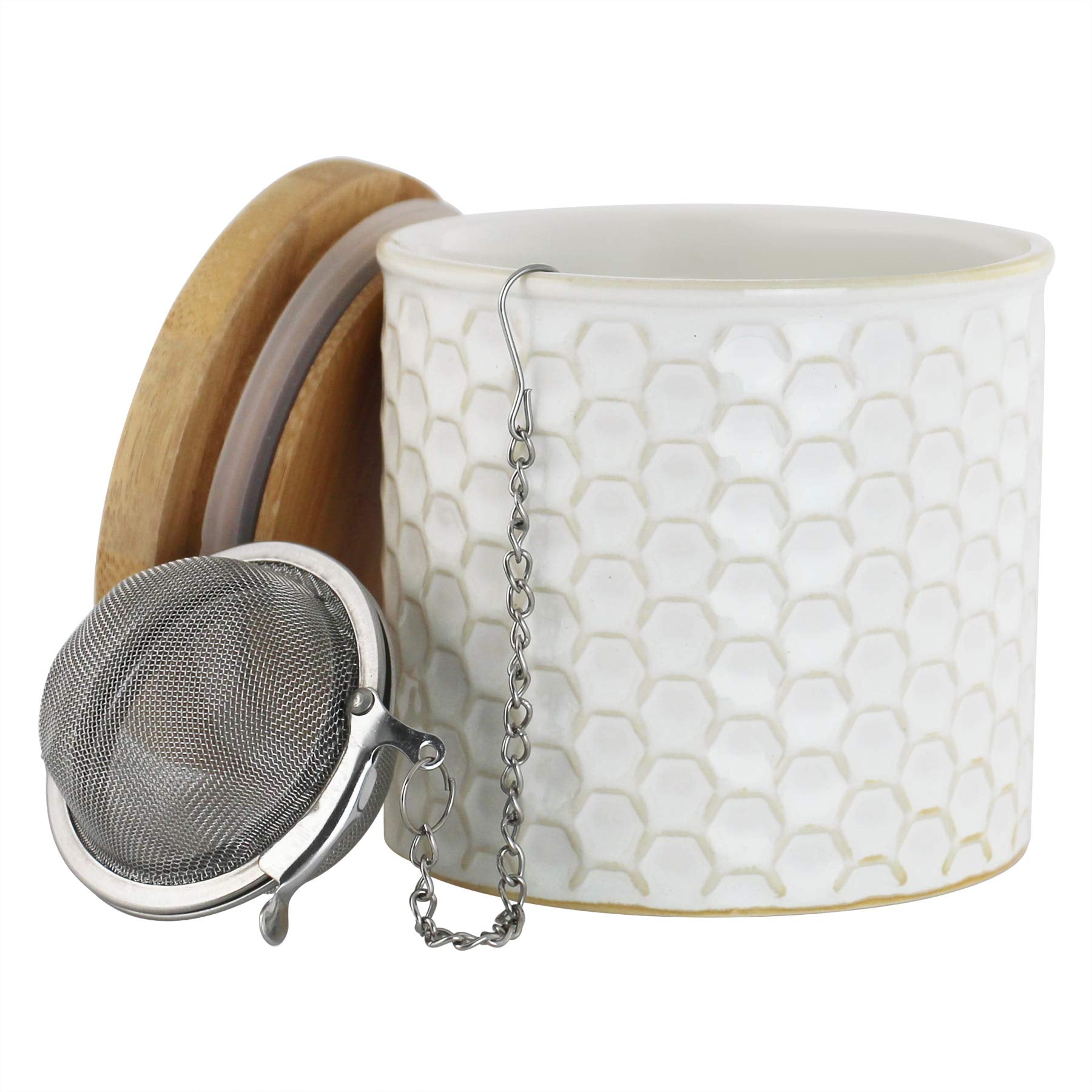 Chantal Tea Caddy With Infuser, 8 Oz, White