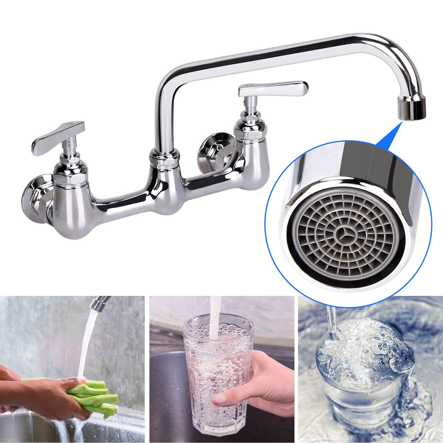 Kwode Swivel Swing Nozzle Spout 12 Inch Replacement Kit For Commercial Kitchen Sink Faucet Stainless Steel Add-On Spout Fits For