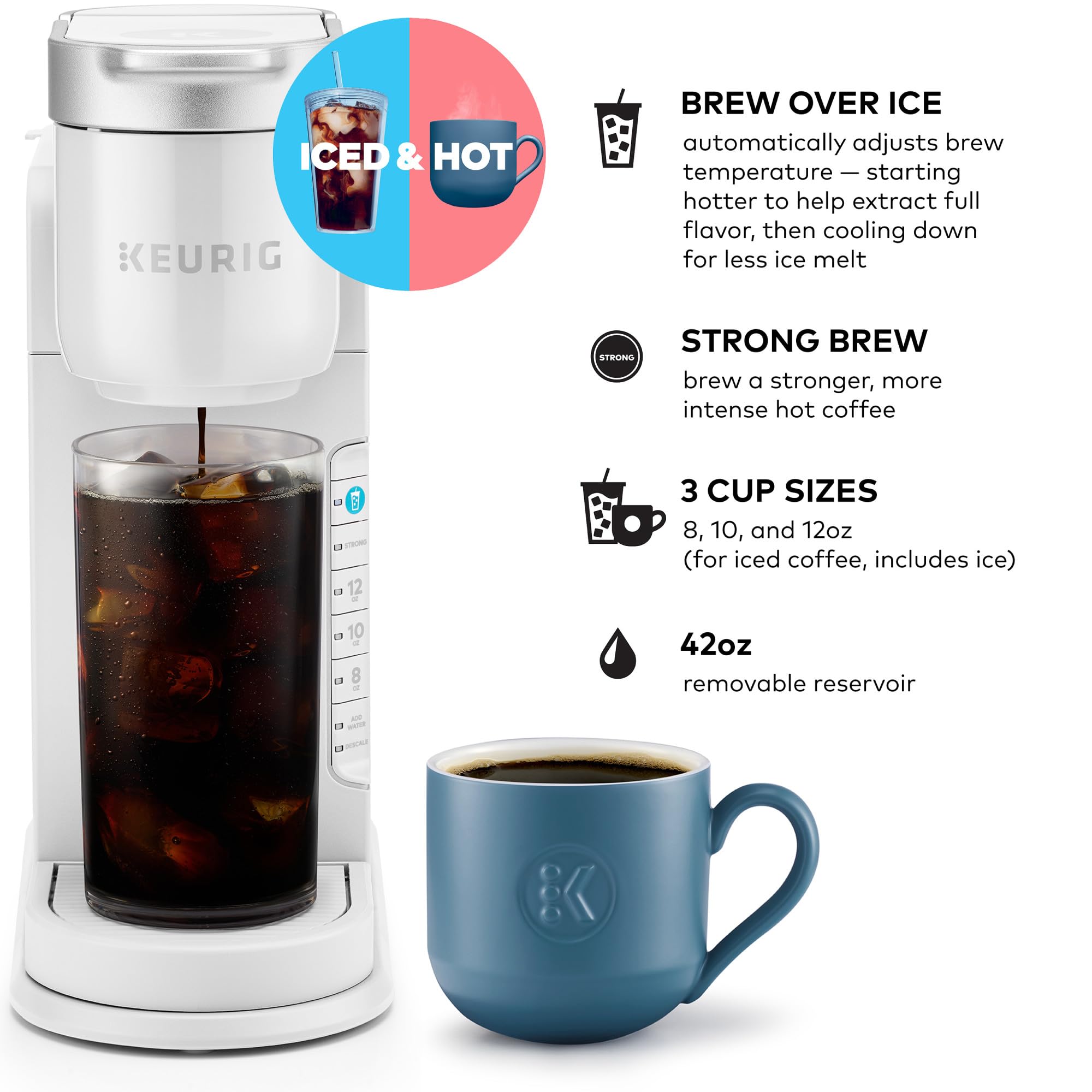 Keurig K-Iced Coffee Maker, Single Serve K-Cup Pod Iced Coffee Maker, With Hot And Cold Coffee Capabilities, Brews Any K-Cup Pod