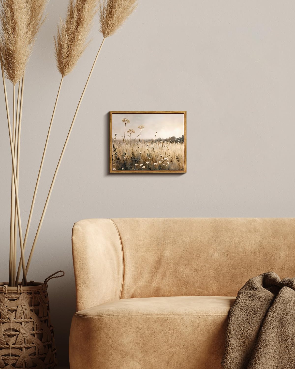 Insimsea Framed Wall Art For Living Room Retro Botanical Flower Canvas Art Wall Decor Bedroom Rustic Artwork Farmhouse Oil Paint
