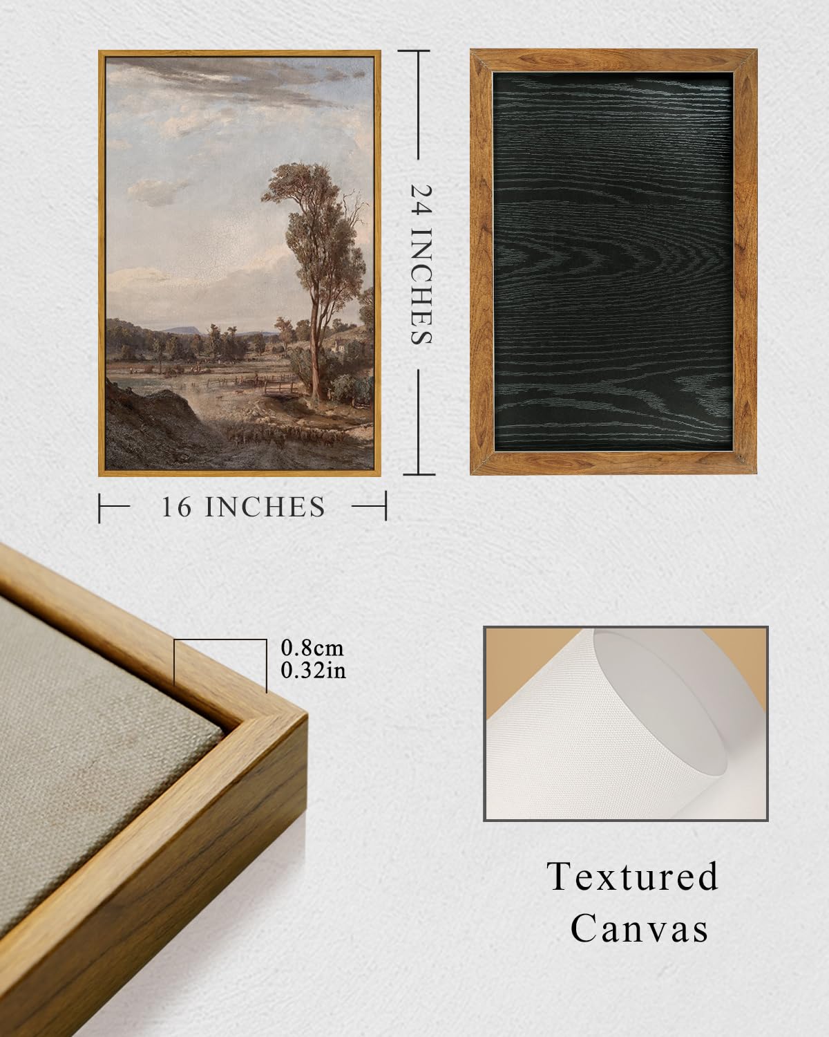 Insimsea Framed Wall Art For Living Room Classical Landscape Canvas Prints Room Decor Rustic Countryside Scenery Artworks Bathro