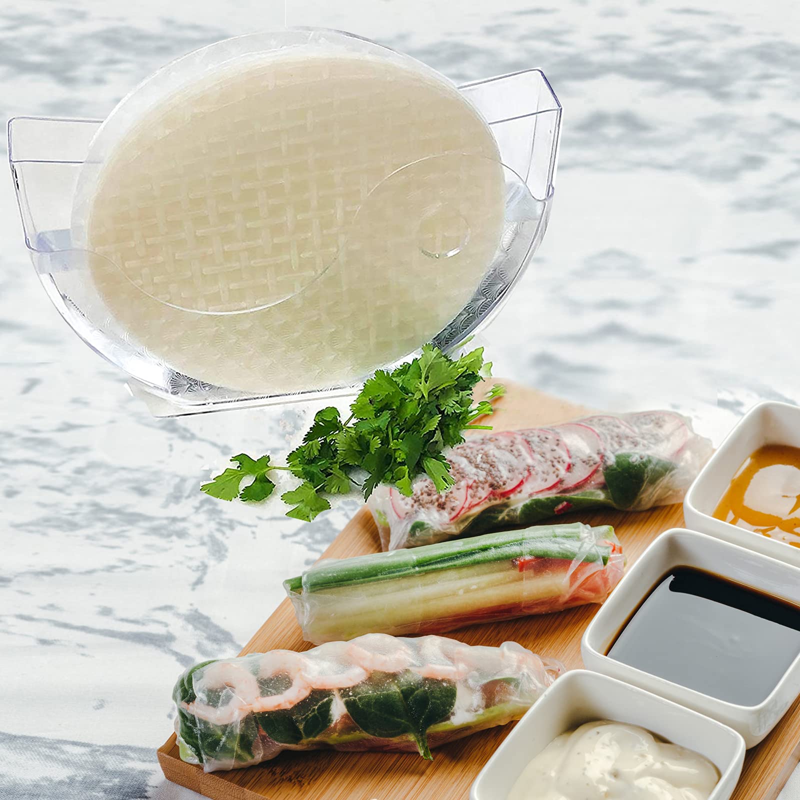 Argconner Summer Roll Water Bowl, Rice Paper Wrappers For Spring Rolls, Holder For Rice Papers Spring Roll Water Bowl (Rice Pape