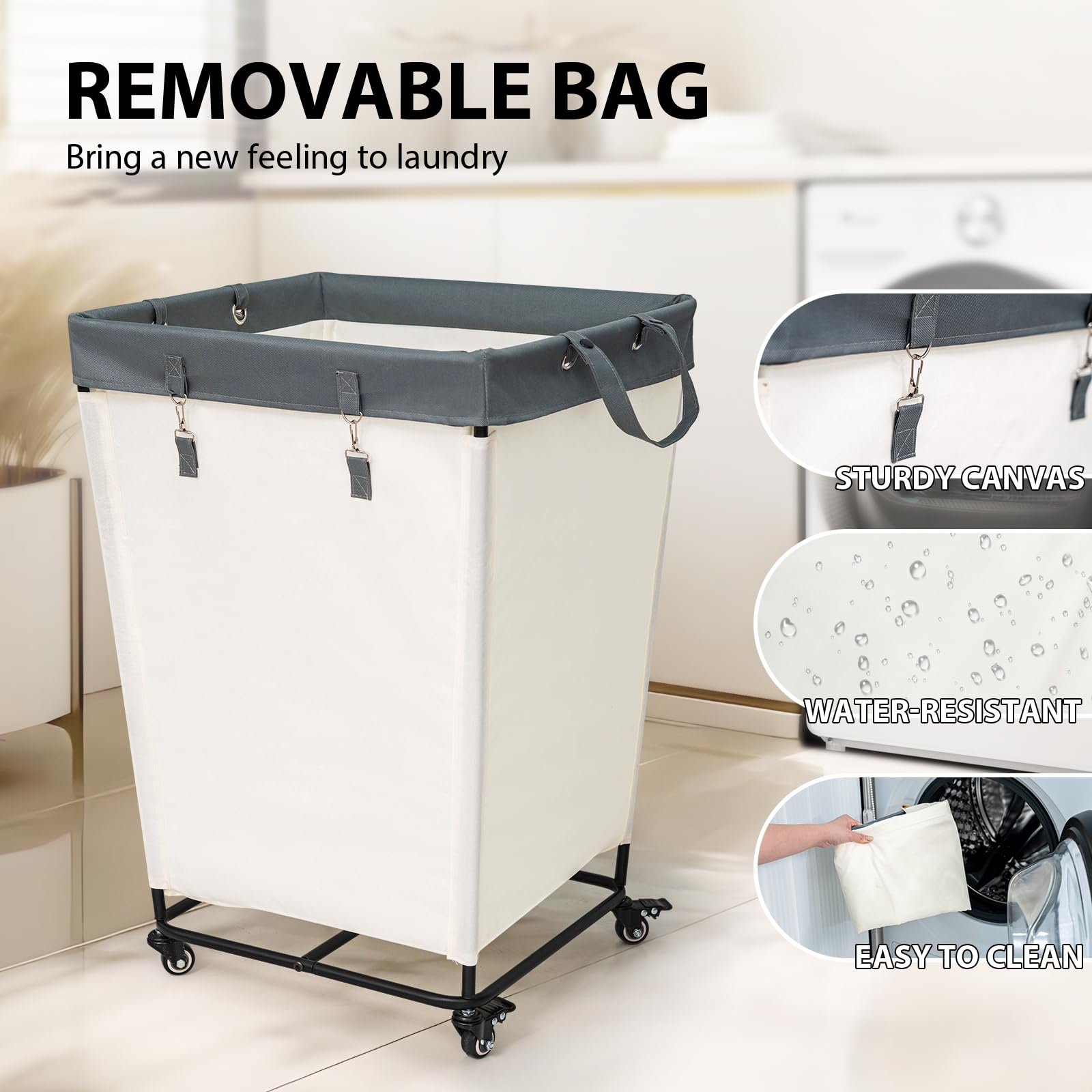 55 Gallons Laundry Basket With Wheels,Rolling Laundry Hamper, 210L Extra Large Laundry Basket, Dirty Clothes Hamper With Removab