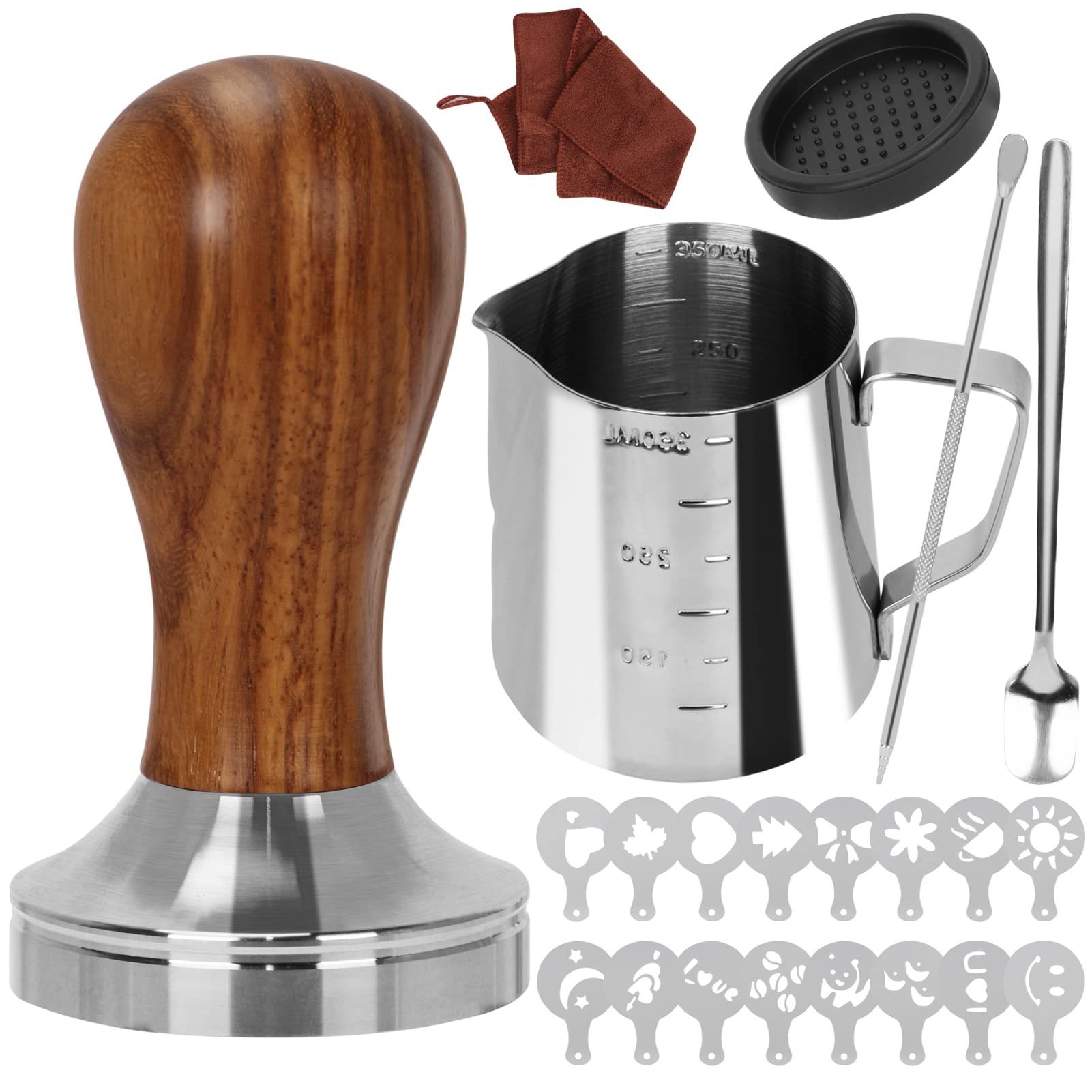 Y-Step 22 Pcs Coffee Tamper Set, Espresso Accessories Kit Barista Kit, With Espresso Tamper 51Mm, Frothing Pitcher, Tamper Mat,