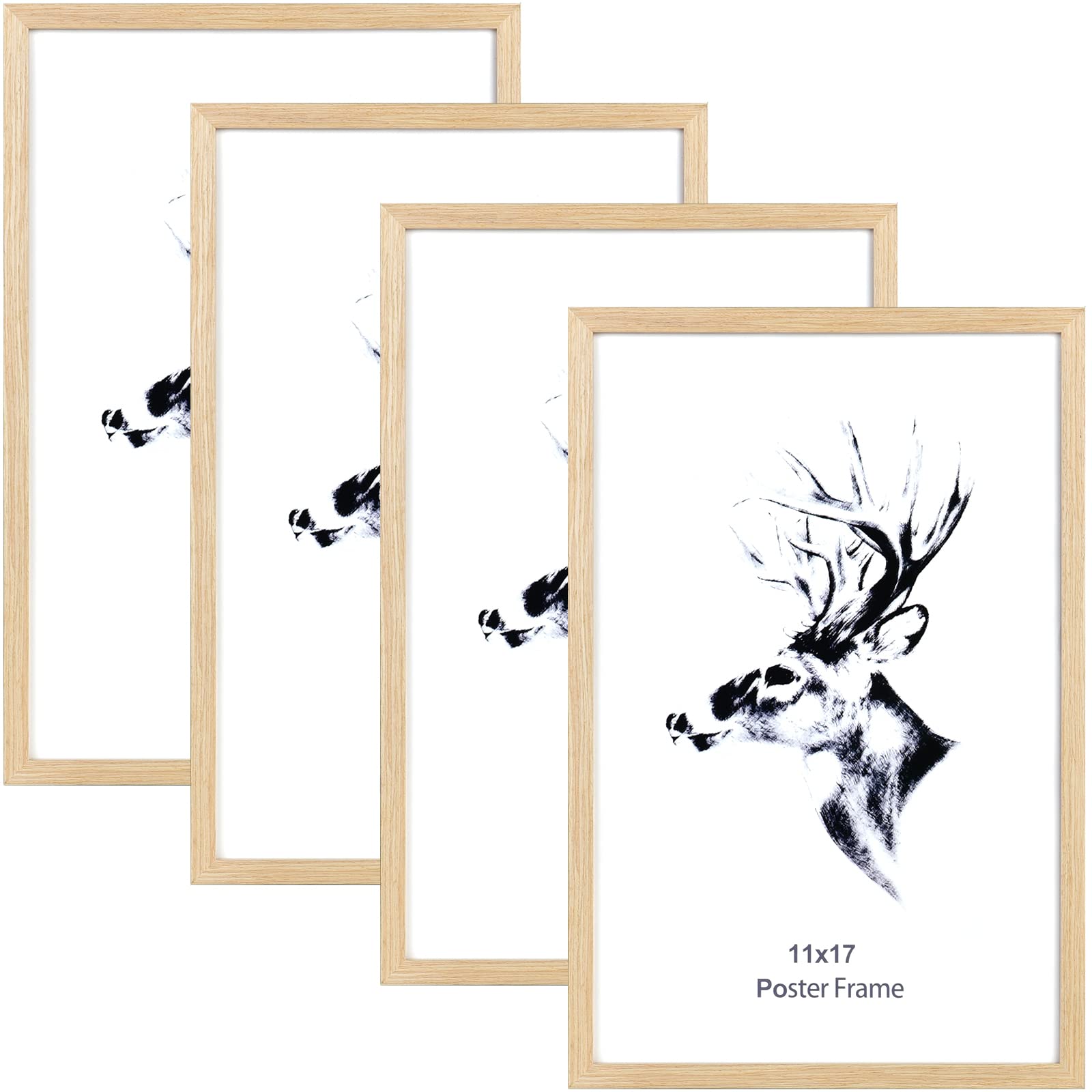 Yaetm 11X17 Picture Frames Set Of 4, Solid Wood Post Frames, Black, 2 Pack