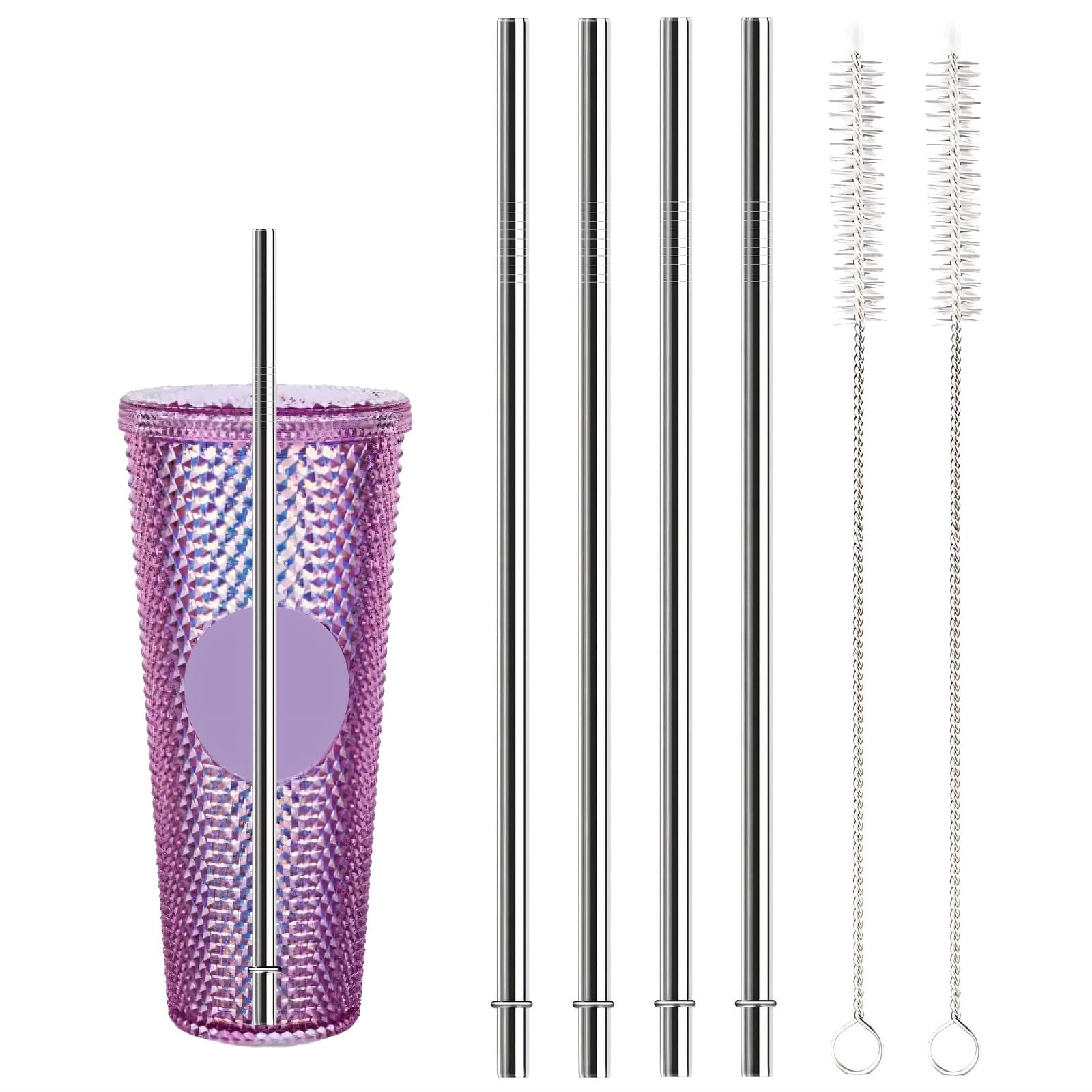 10.5 Inch Metal Straw Replacement For Starbucks 24 Oz, 10.5 X 0.31 Reusable Stainless Steel Straws With Cleaning Brush, Compat