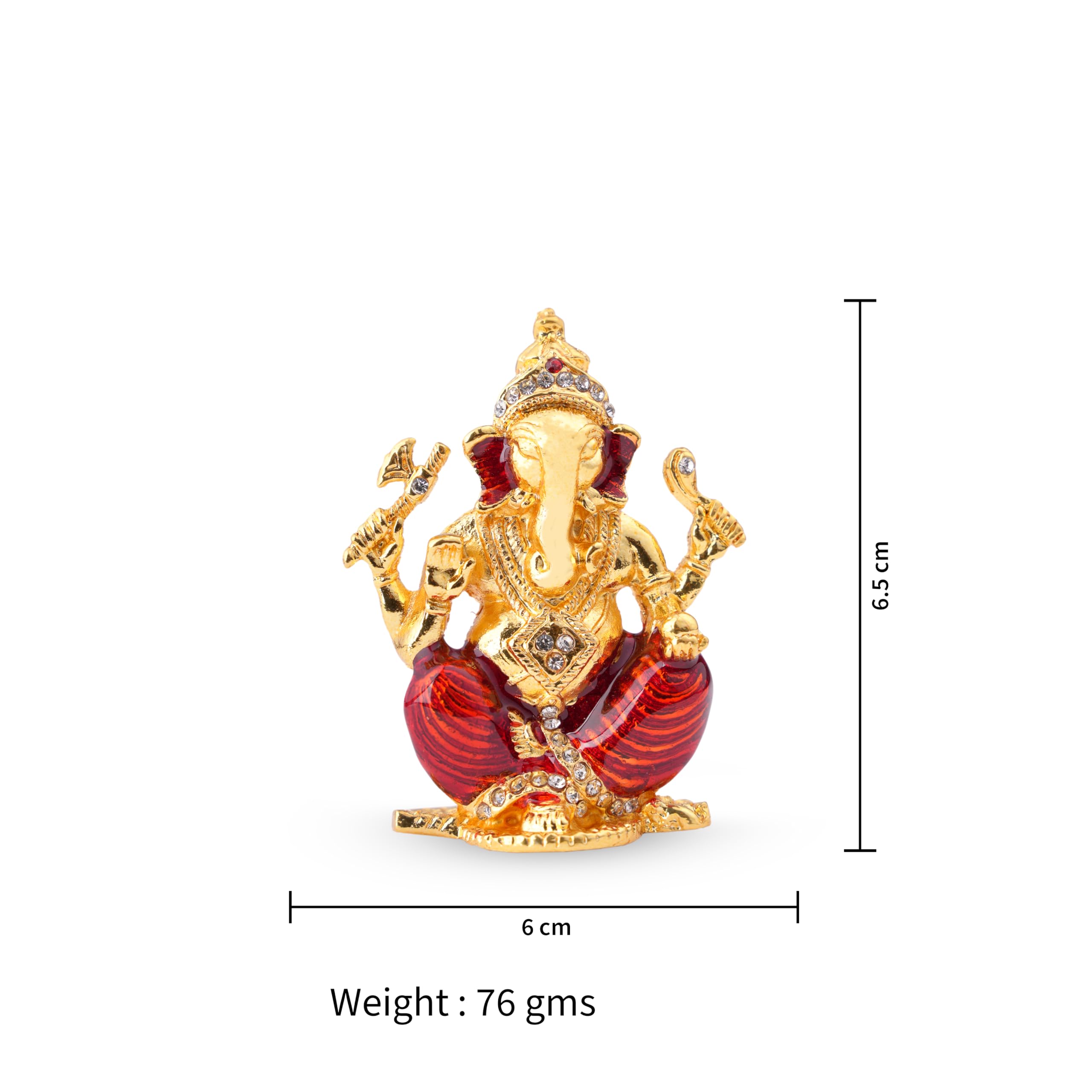 Neetu Arts | Gold-Plated Ganpati Idol | 6.5 Cm Decorative Sitting Lord Ganesha Statue | Car Dashboard Showpiece | Home & Office