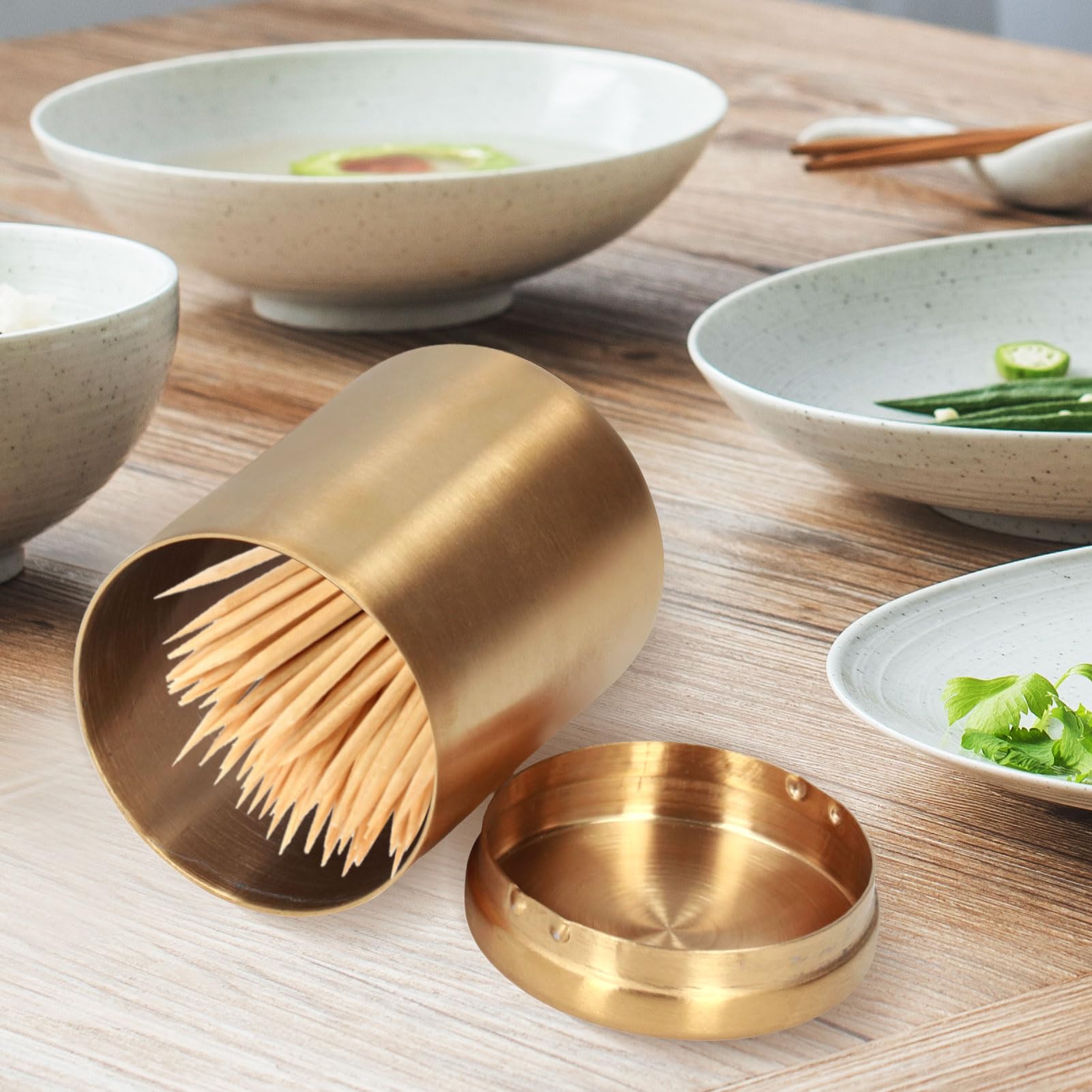 Cyrank Toothpick Holder, 3.1X2.2In Stainless Steel Toothpick Holder Dispenser Pocket Toothpick Holder Metal Toothpick Storage Bo