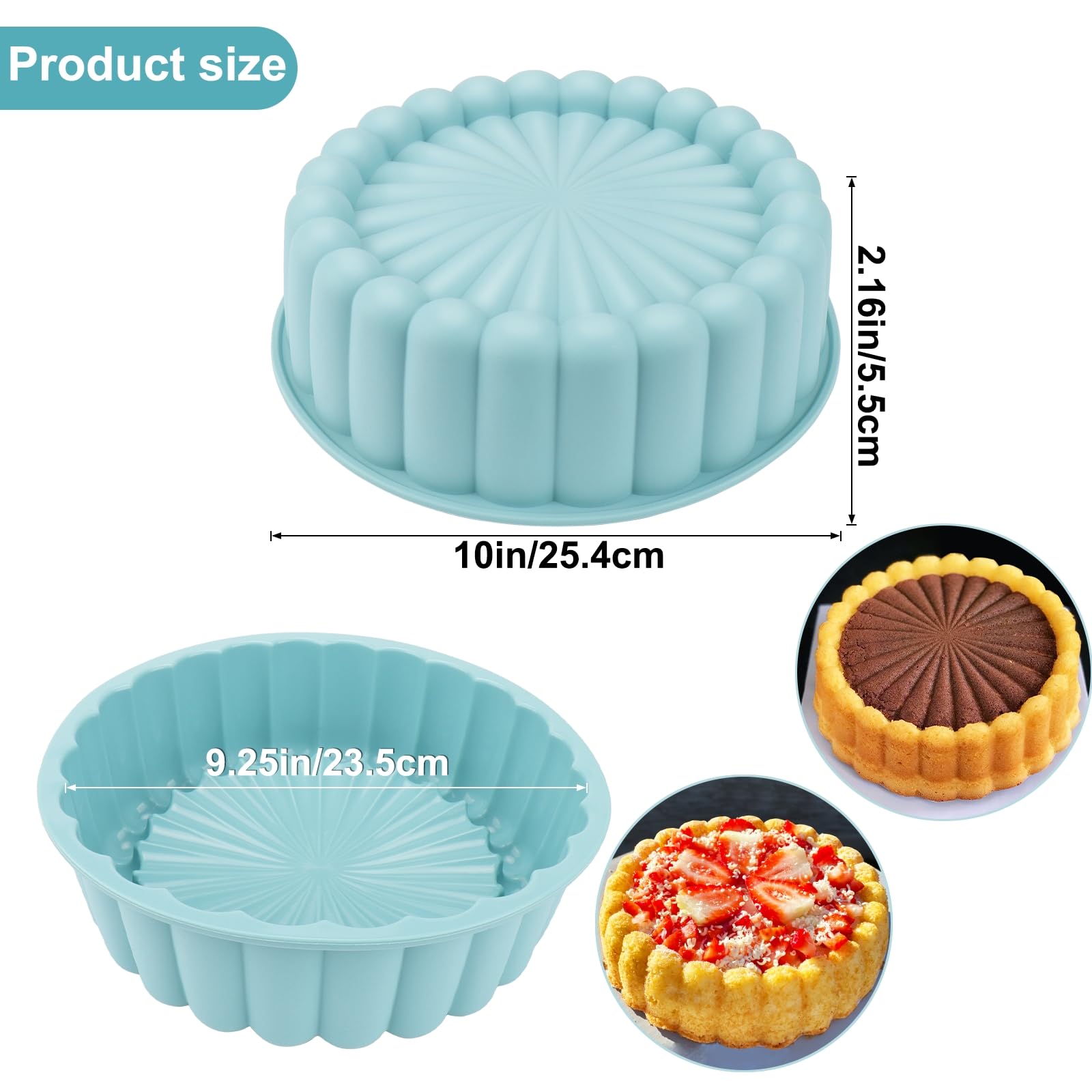 Palksky Charlotte Cake Pan Silicone, Nonstick, 10 Inch Round Cake Molds For Baking