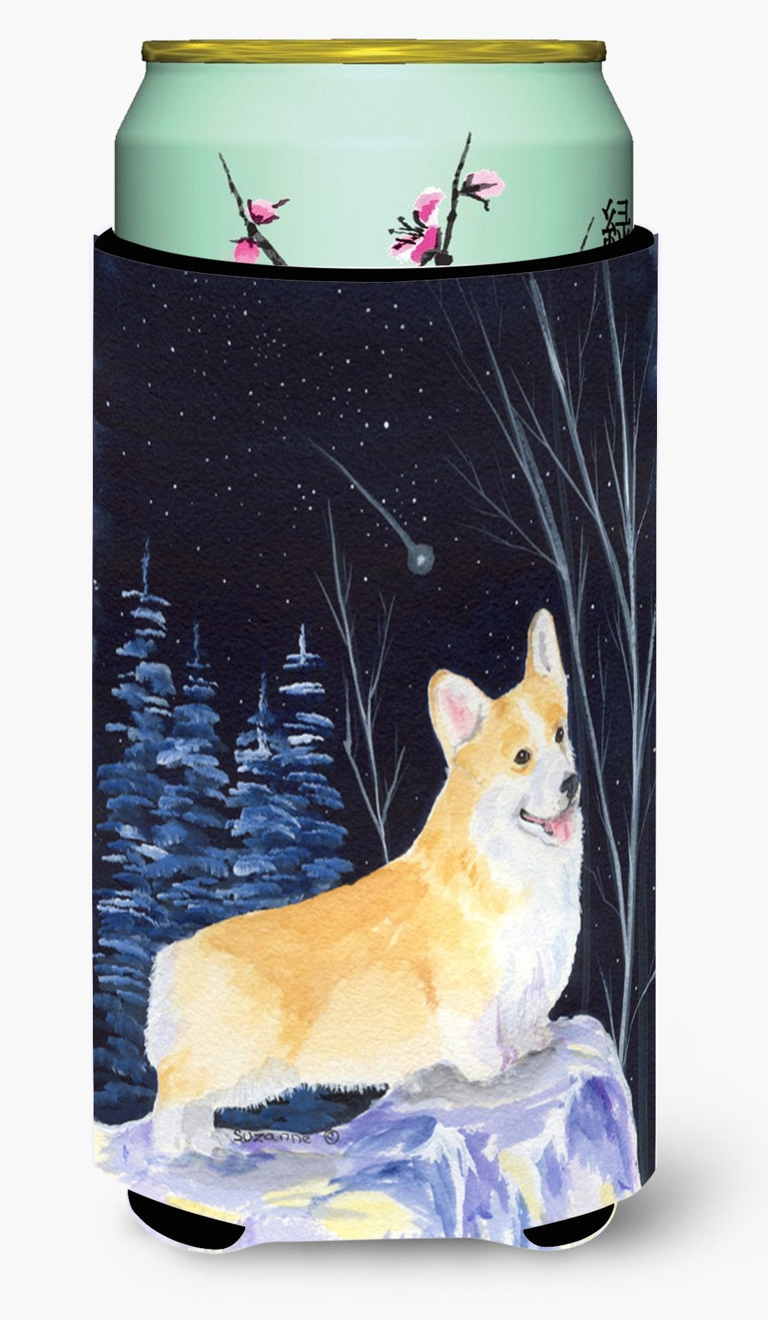 Starry Night Corgi  Tall Boy Beverage Insulator Beverage Insulator Hugger