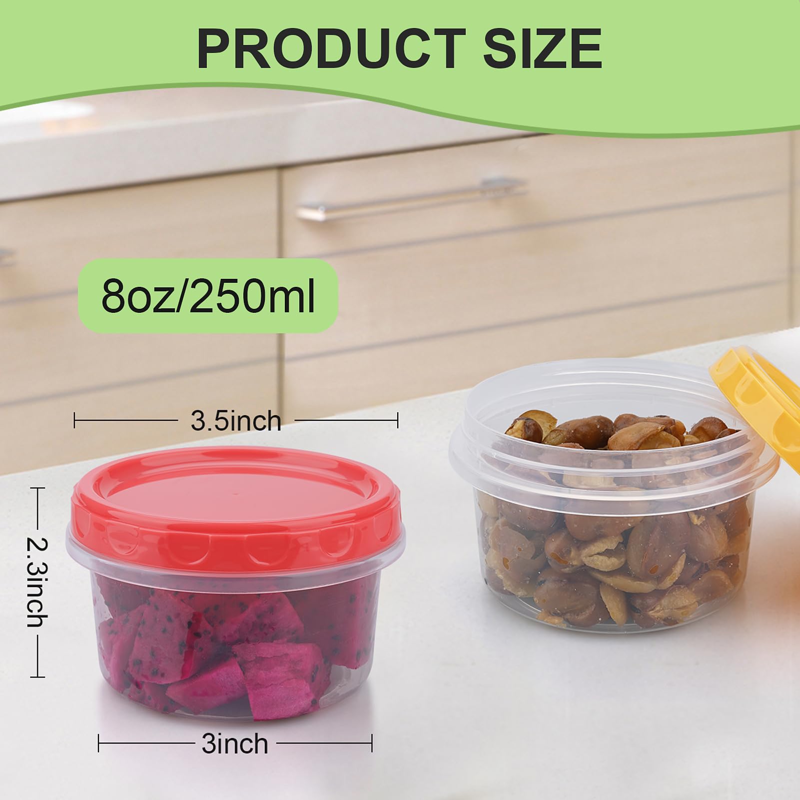 Kitchen Gims 8 Oz Plastic Containers With Lids Leak Proof Freezer Containers 12 Pack Meal Prep Jars Reusable Food Storage Contai