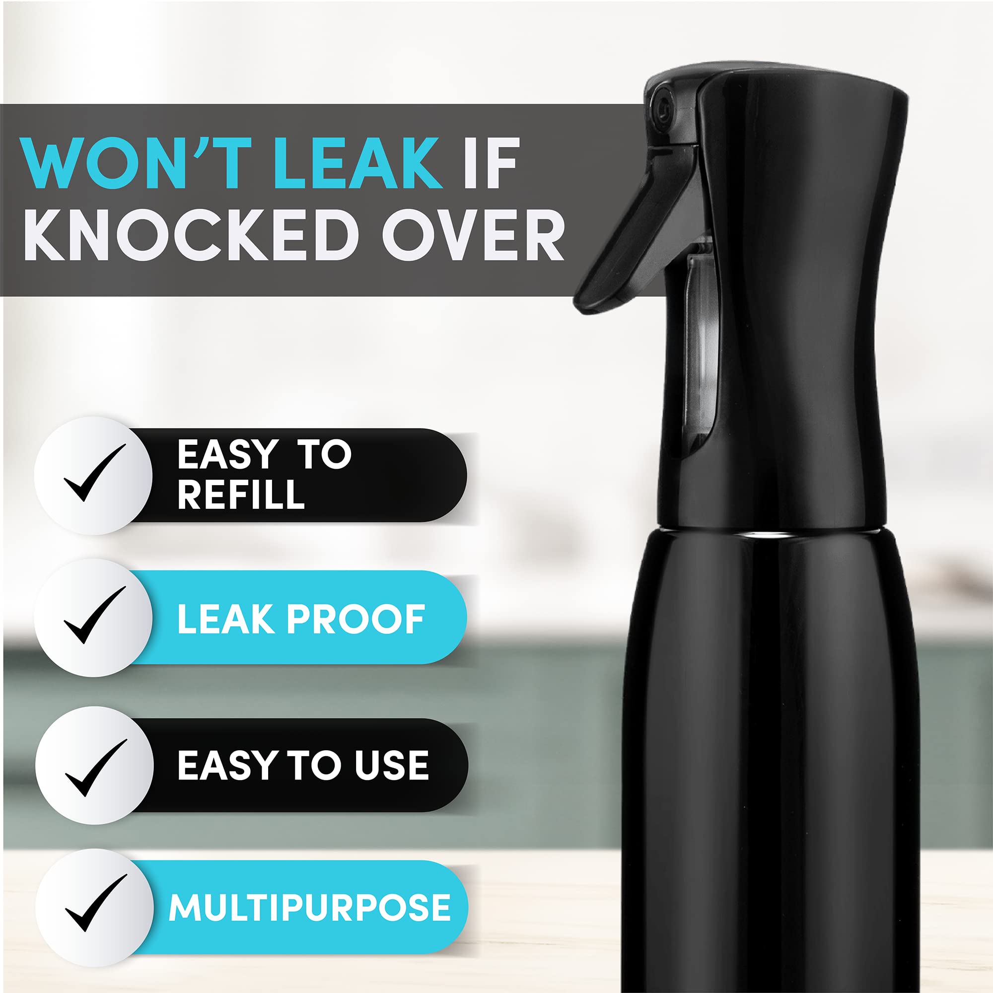 Hula Home Spray Bottle For Hair (16.9Oz/500Ml) Continuous Empty Ultra Fine Plastic Water Mist Sprayer - For Hairstyling, Cleanin