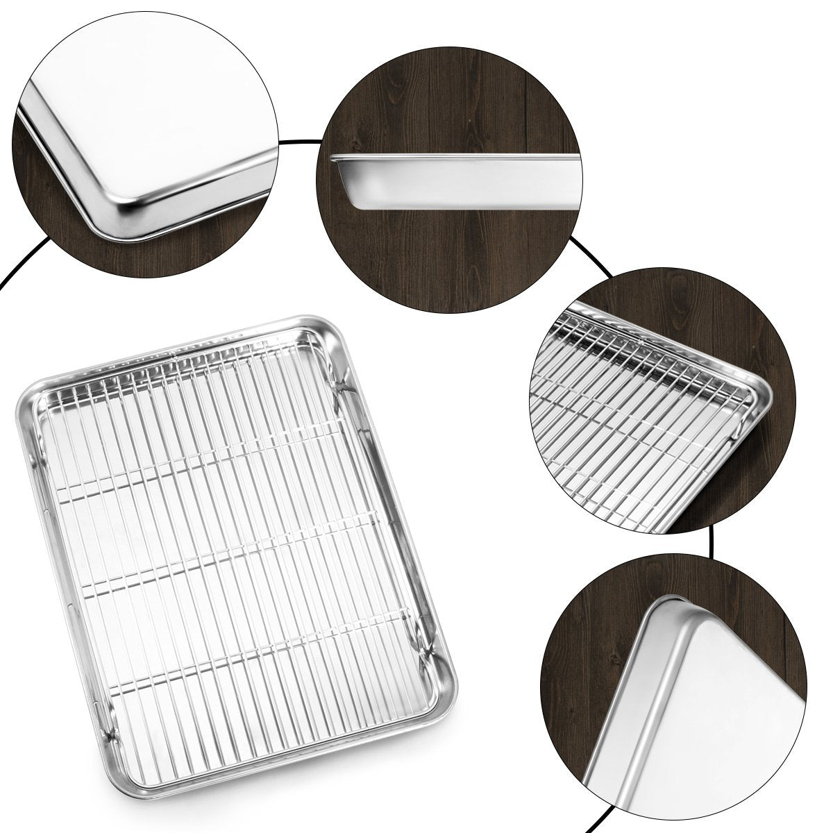 Bastwe Baking Sheet And Cooling Rack Set, Stainless Steel Commercial Grade Cookie Sheet And Rack Set, 12.5 X 10 X 1 Inch, Health