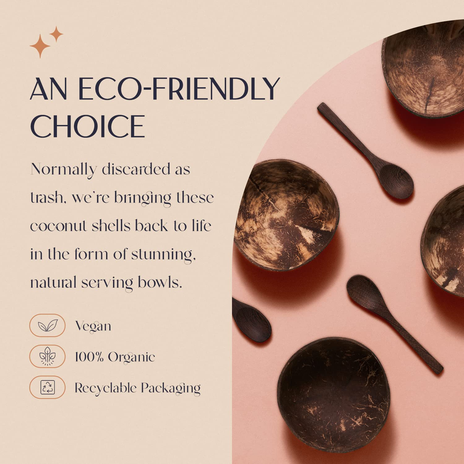 Cocobowlco Coconut Bowl & Wooden Spoons Bowl Set - Birthday Gifts For Women - Coconut Bowls For Eco Friendly Kitchen Decor, Acai