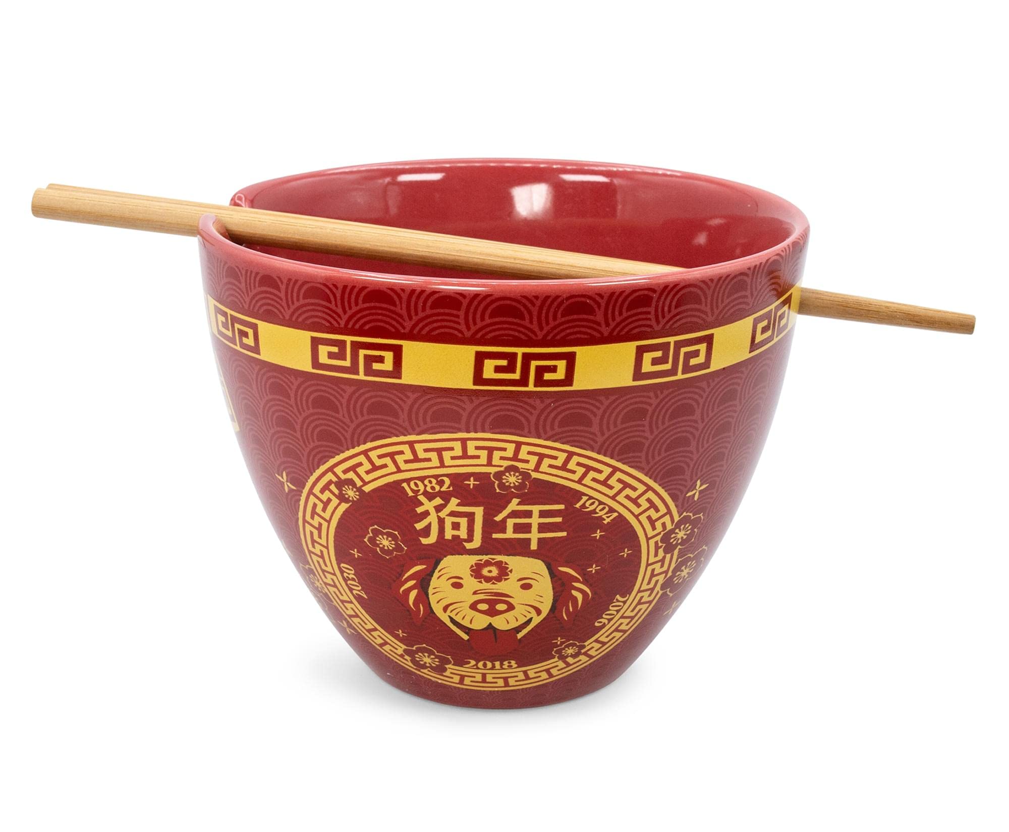 Boom Trendz Year Of The Dog Chinese Zodiac Ceramic Dinnerware Set Includes 16 Ounce Ramen Noodle Bowl And Red One Size