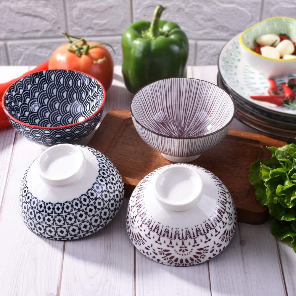 Bosili 4.5 Inch Japanese Rice Bowl Set Of 4 Ceramic Sushi Bowls Suitable For Dessert Snacks Cereal Soup Sauce