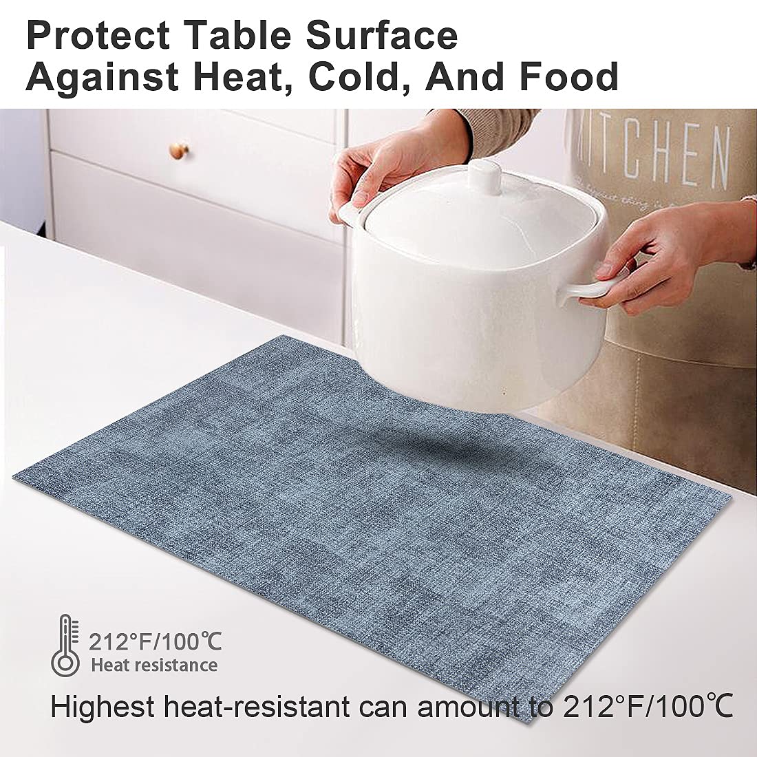 Landview Leather Heat Resistant Placemats Set Of 6 Waterproof Wipeable Washable Pu Table Mats,Easy To Clean Anti-Slip Place Mats