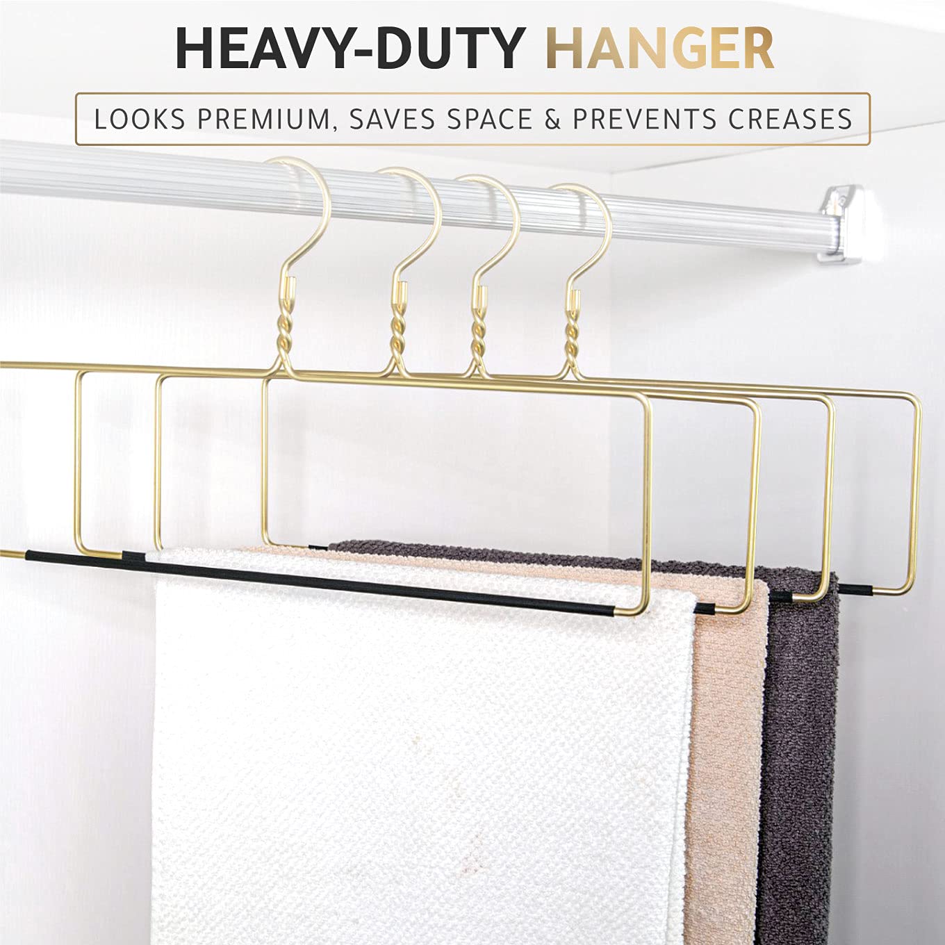 Quality Hangers Heavy Duty Blanket Hanger, Nonslip Storage Solution, Small, Gold, Model AL50-GL