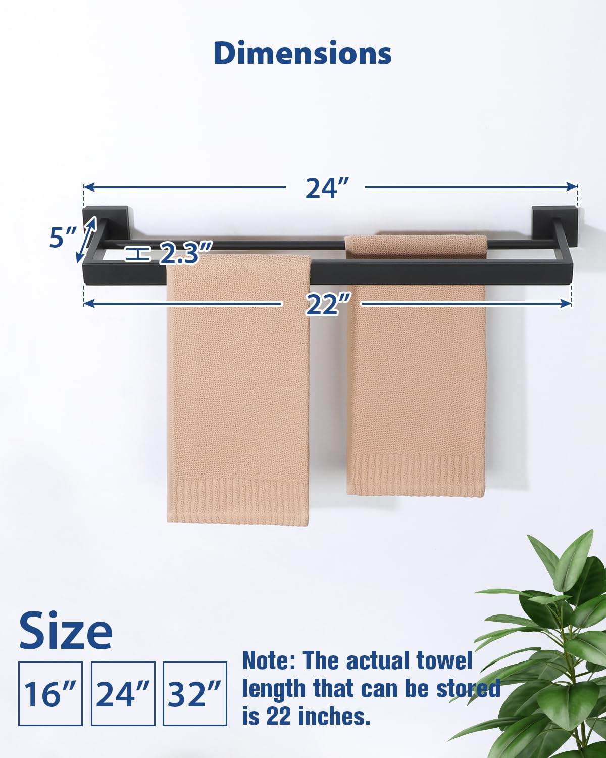 Alise Bathroom Double Towel Bar 22 Inch, Sus304 Stainless Steel Towel Racks For Bathroom, Heavy Duty Towel Rack Wall Mounted, Mo