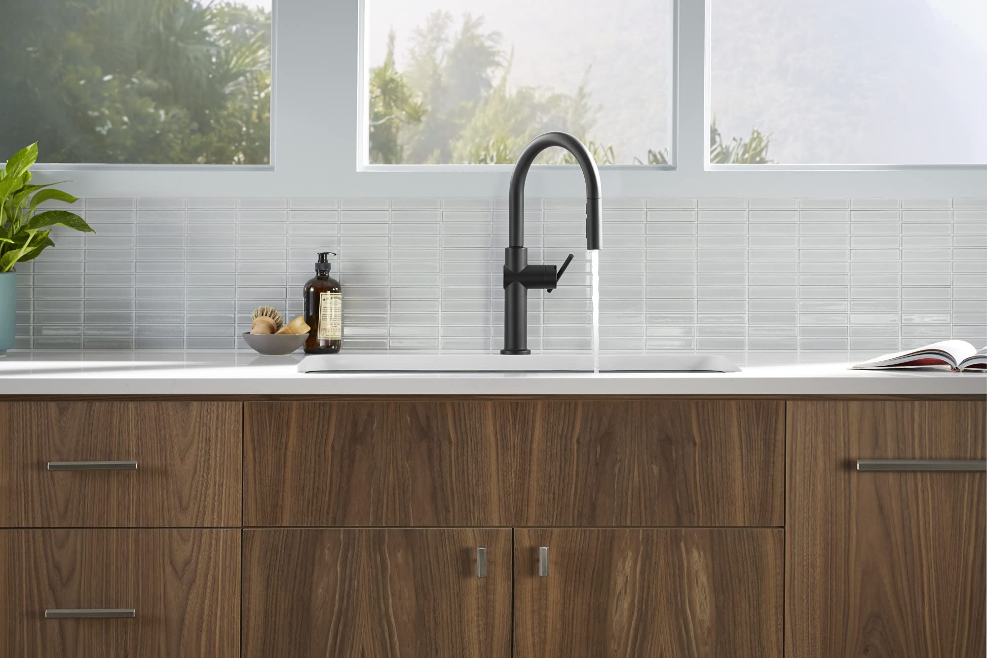 Kohler 22974-Bl Crue Touchless Kitchen Faucet With Pull Down Sprayer, Pull Down Kitchen Sink Faucet With Touchless Activation, K