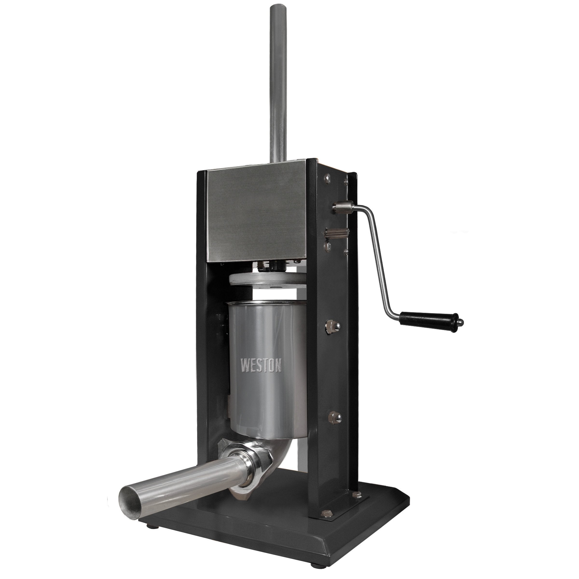 Weston Vertical Stainless Steel Sausage Stuffer Machine, With Dual Speed Duty Gears, Pressure Release Valve & 4 Funnels, 7-Pound