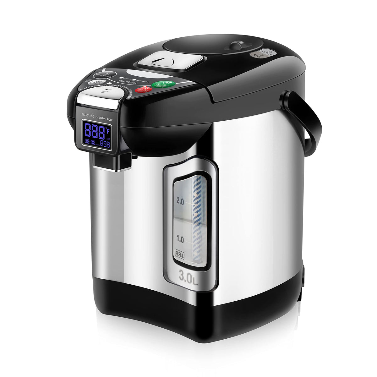 Nutrichef Digital Water Boiler And Warmer - 3L/3.17 Qt Stainless Electric Hot Water Dispenser W/ Lcd Display, Rotating Base, Kee