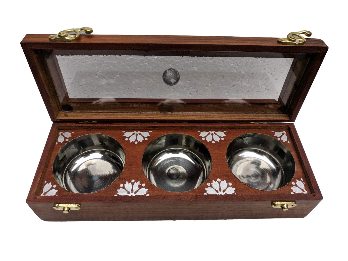 Ace Wood Crafts Wooden Dry Fruit Box Storage Steel 3 Compartments For Kitchen