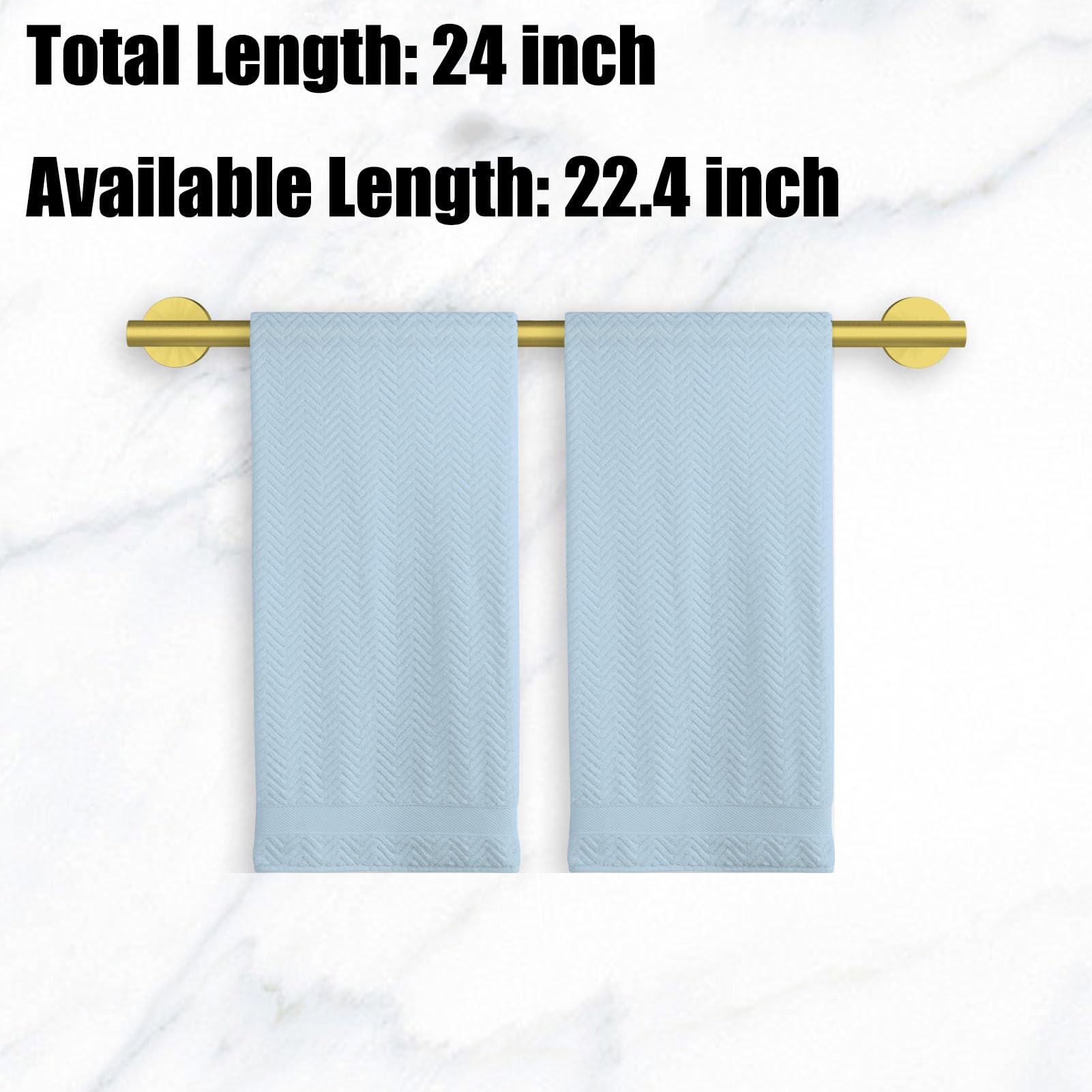 Newfun 24 Inch Brushed Gold Bath Towel Bar,2Pcs Towel Racks For Bathroom Rod Classic Sus304 Stainless Steel Bathroom Towel Holde