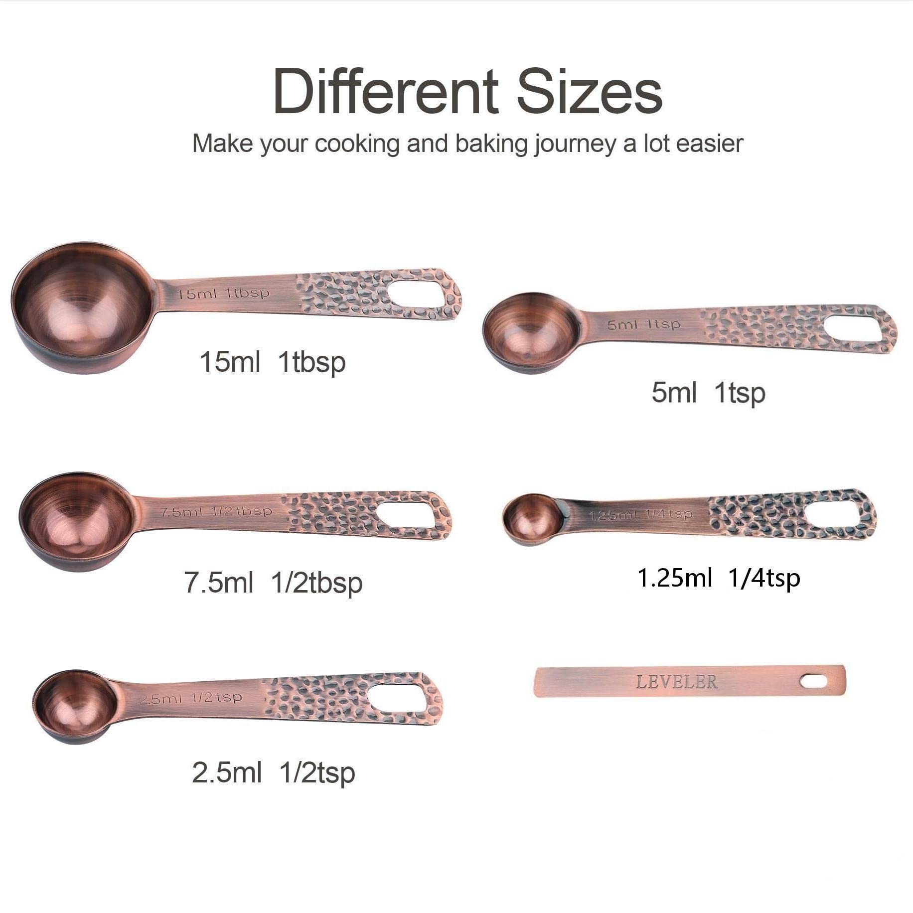 Sunmvehot Measuring Cups And Spoons Set, Copper Measuring Cups And Spoons Set, Stainless Steel Measuring Cups And Spoons Set, 4