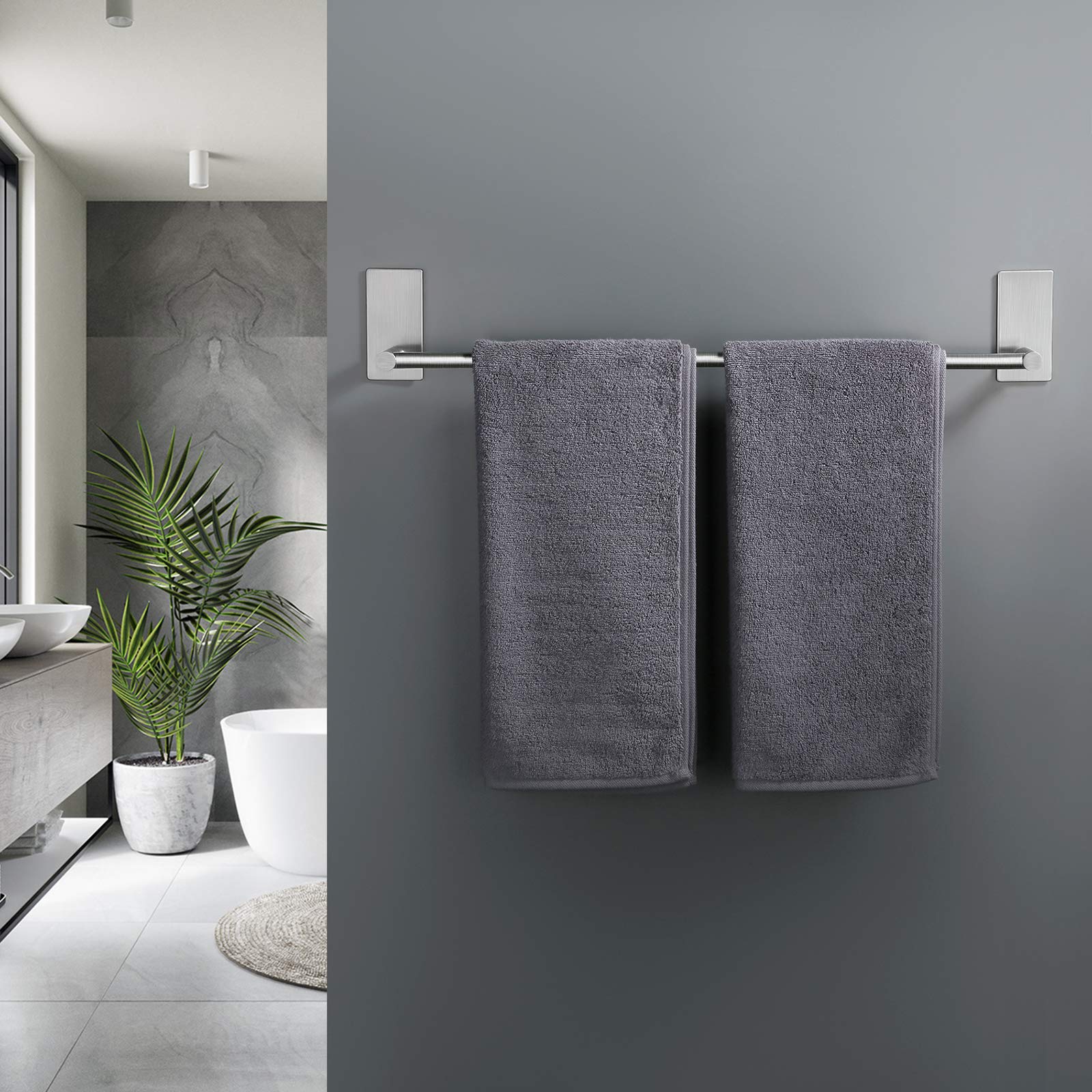 KES Adhesive Towel Bar 20-Inch Bathroom Towel Holder No Drill Stick on Towel Hanger Contemporary Style Wall Mount SUS 304 Stainless Steel Brushed Finish  A7000S50B-2