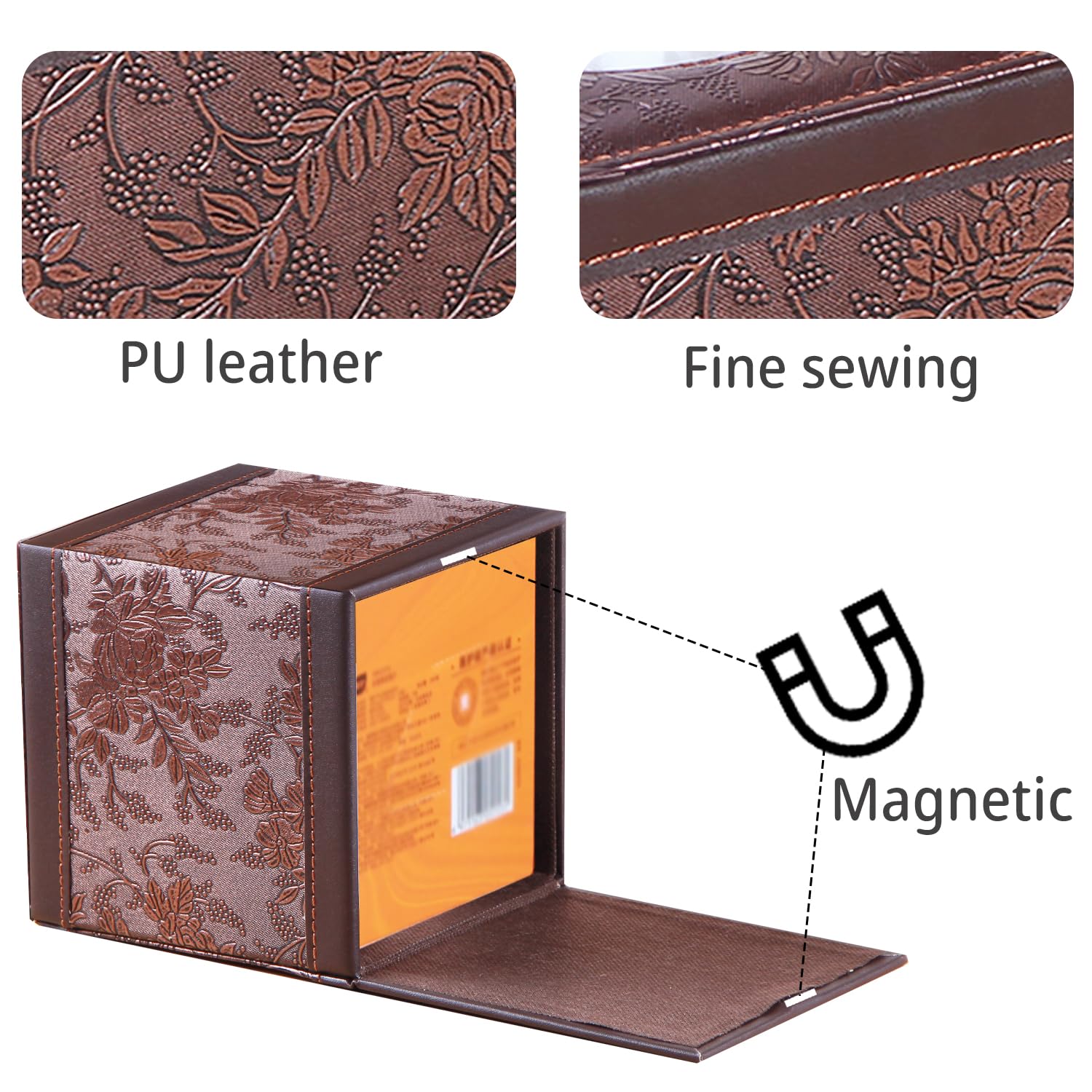 Tissue Box Cover Square,Upgrade 99% Compatible Large Size,Cube Tissue Box Holder For Napkin Facial Paper, Leather Dryer Sheet Di