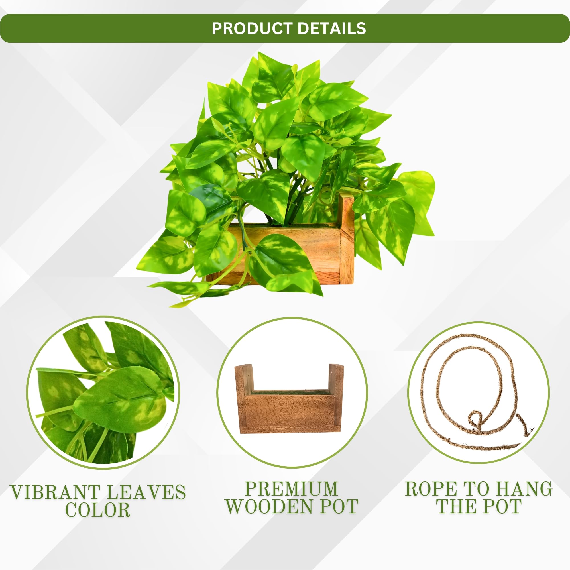 fancymart Artificial Money Plant with Woodlog Pot Home & Office D  cor