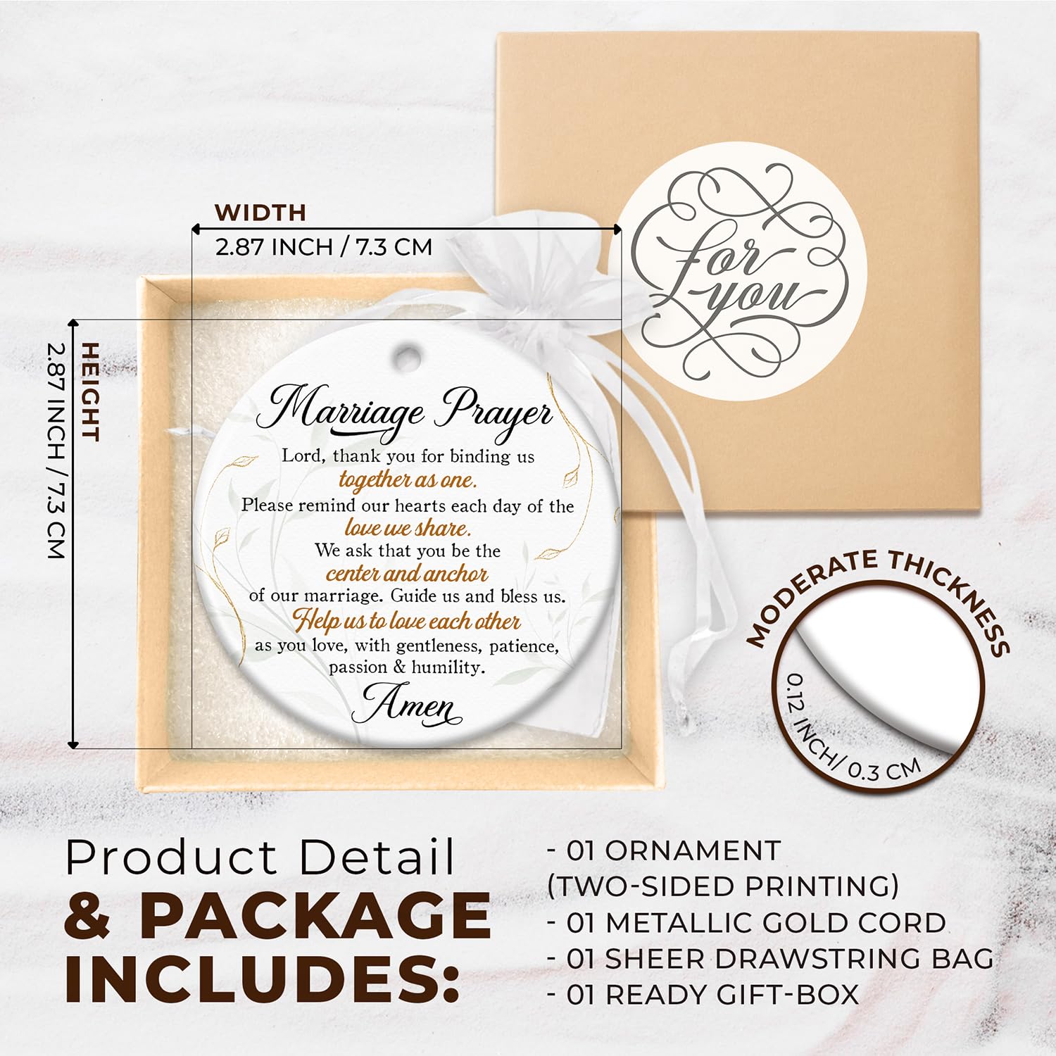 ZAGKOO Christian Christmas Wedding Gifts for Couple 2025 - Marriage Prayer Religious Wedding Gift for Newlyweds, Married Couples