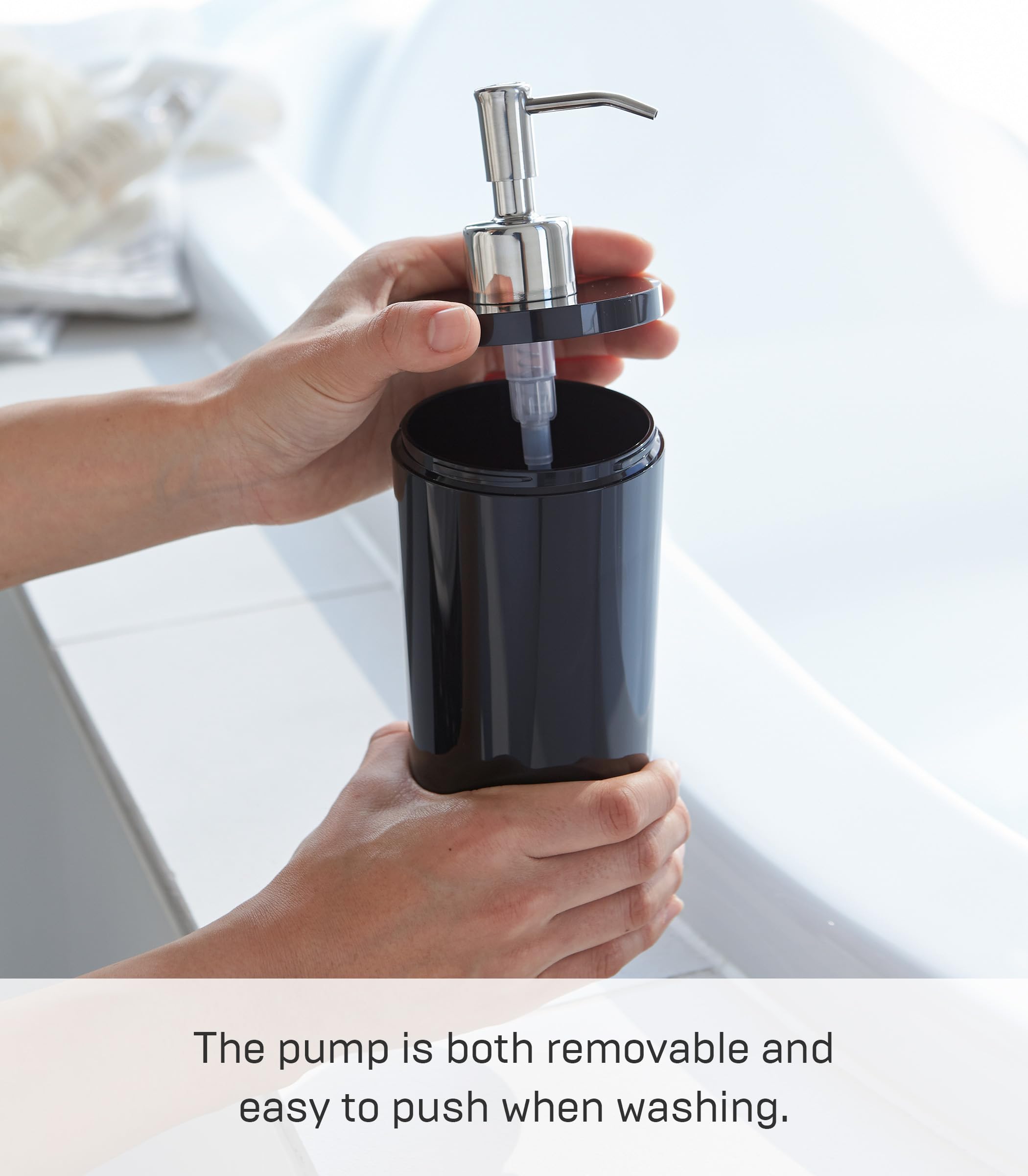 Yamazaki Home 2933 Tower Body Soap Dispenser-Contemporary Bottle Pump For Shower,Black