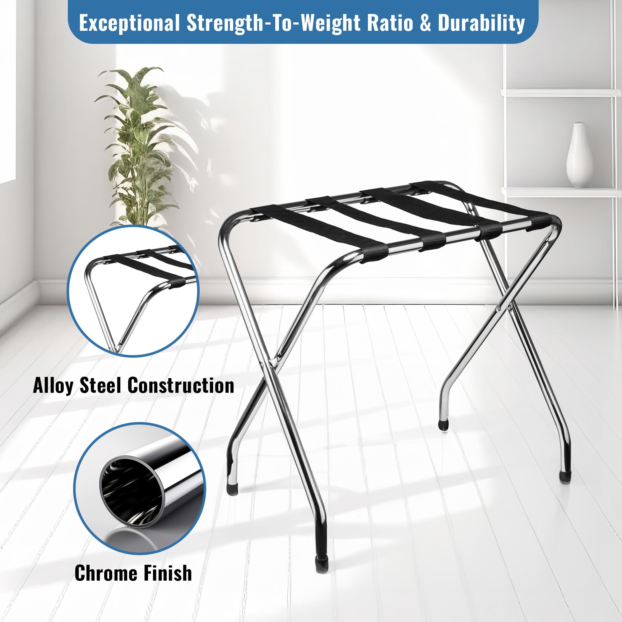 Luggage Rack, Foldable Suitcase Stand, Metal Luggage Holder For Guest Room, Foldable Storage Steel Frame | Suitcase Stand Perfec