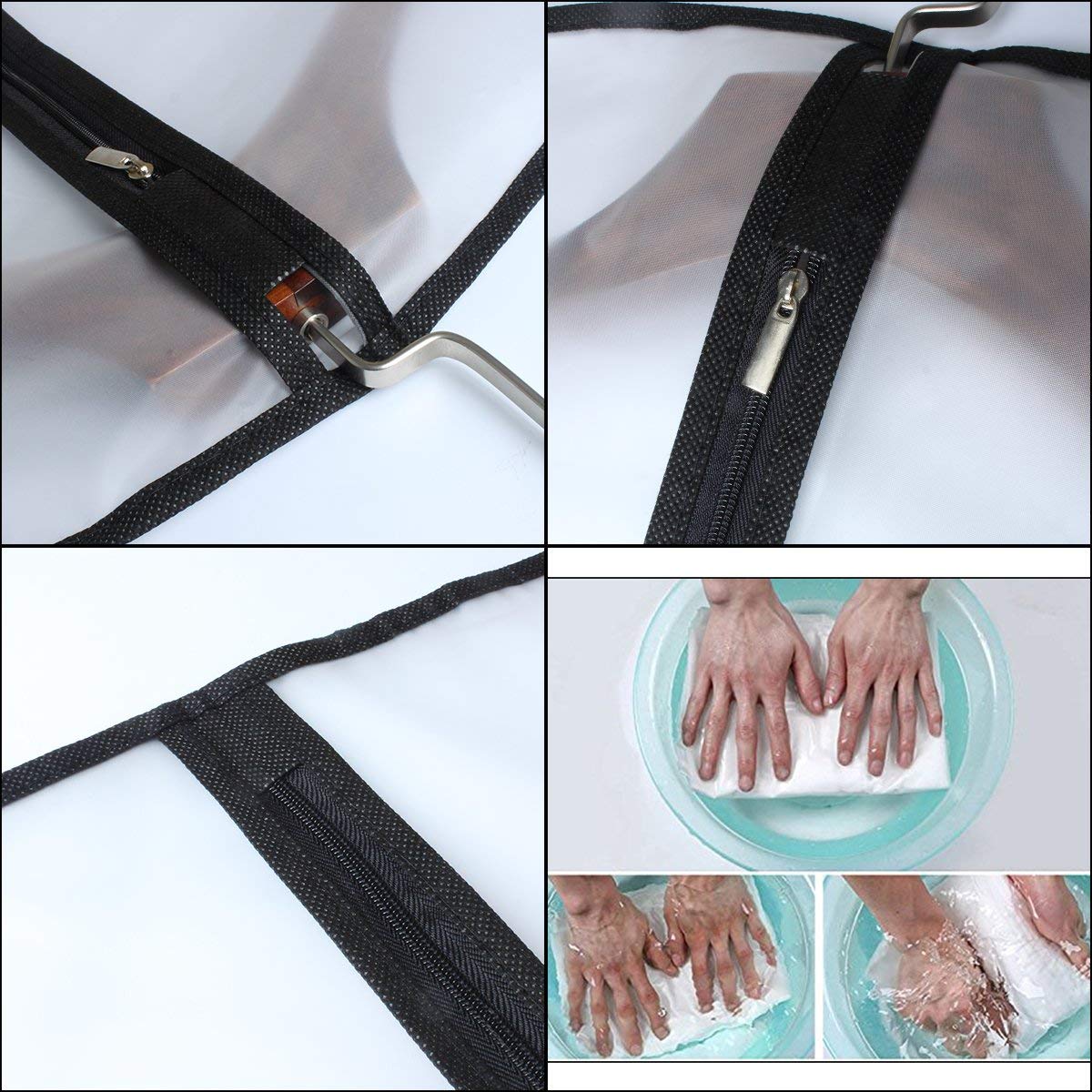 Homeclean Garment Bag Black Side Breathable Clear Full Zipper Bags For Clothes Storage (24'' X 40'', Black + Balls)