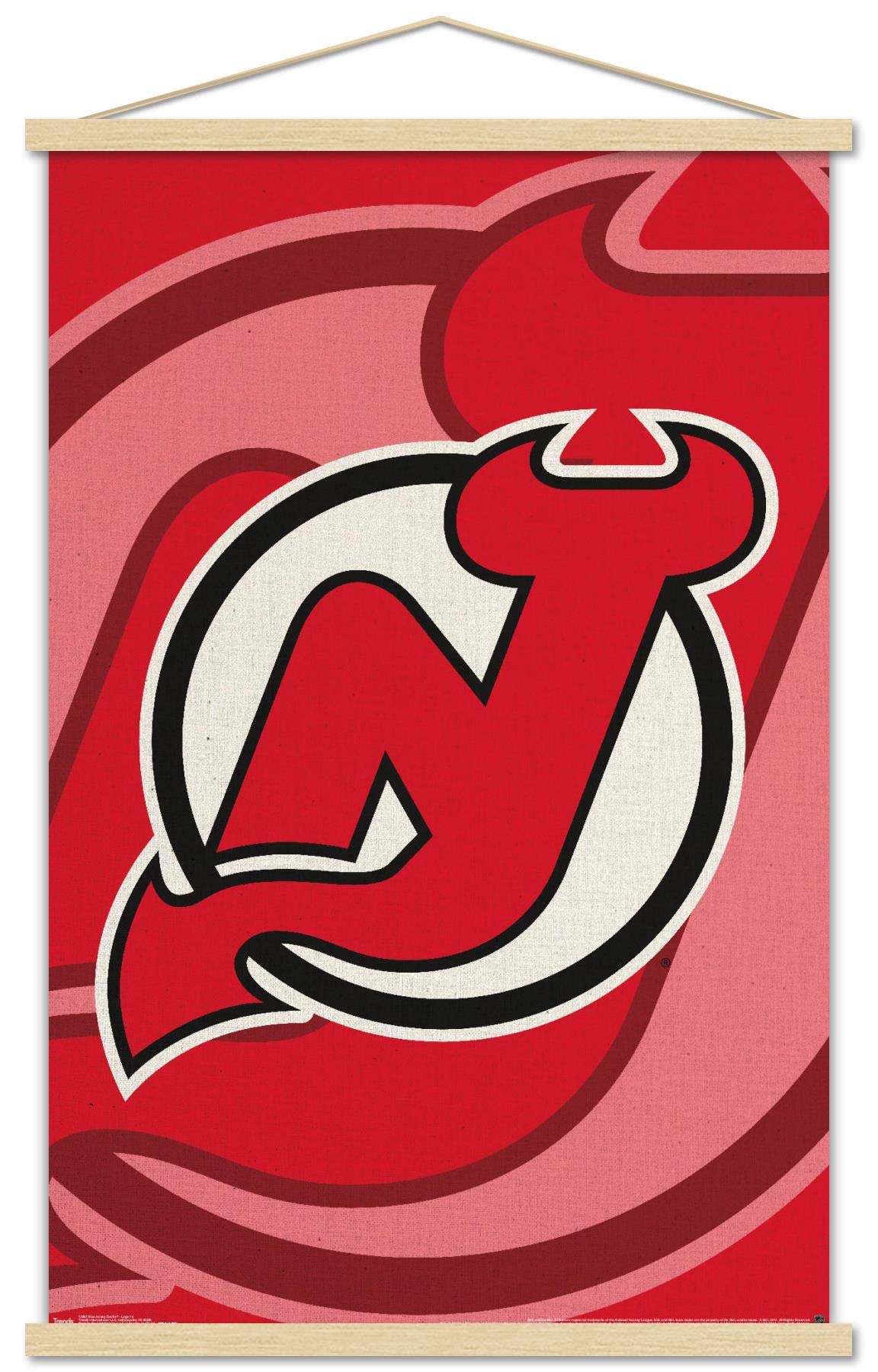 Trends International NHL New Jersey Devils - Logo 14 Wall Poster, 22.375 x 34, Print and Beechwood Hanger Bundle