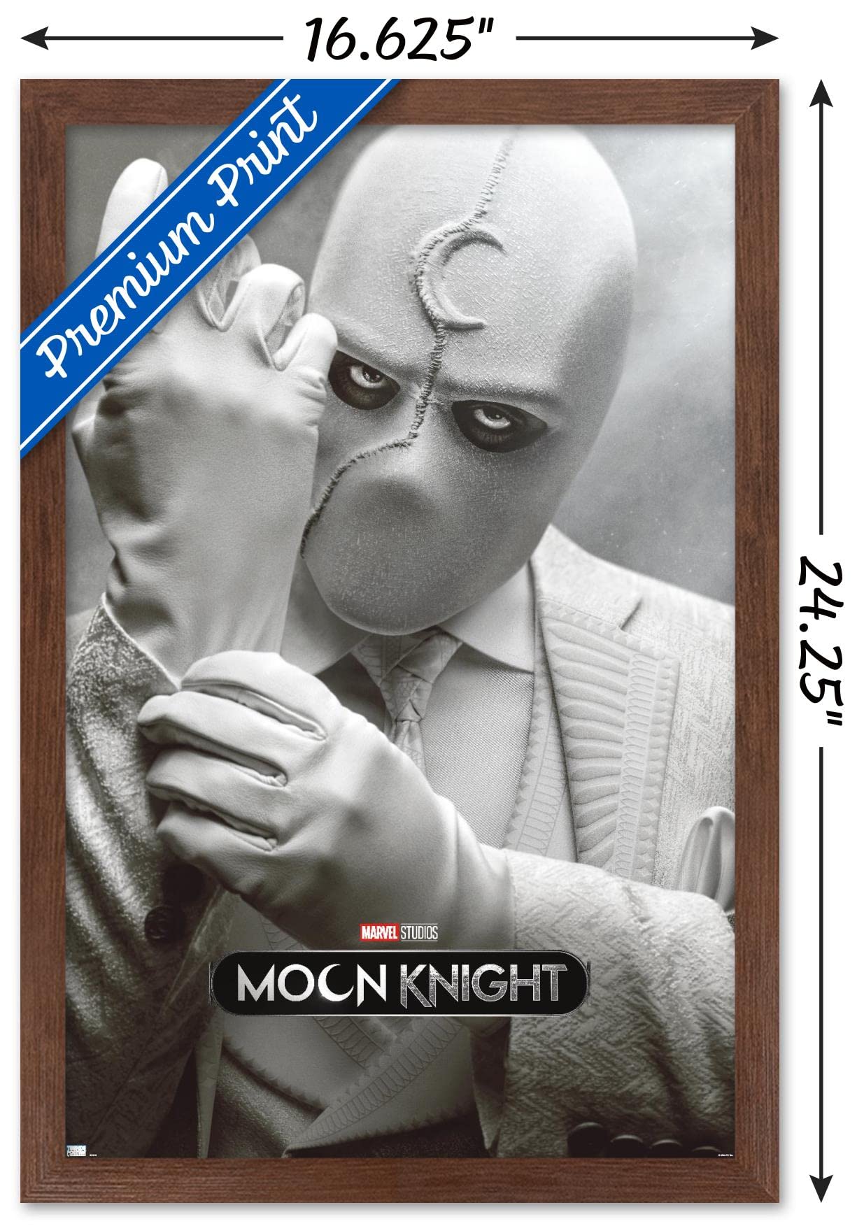 Trends International Marvel Moon Knight - Mr. Knight One Sheet Wall Poster, 14.725'' X 22.375'', Mahogany Framed Version