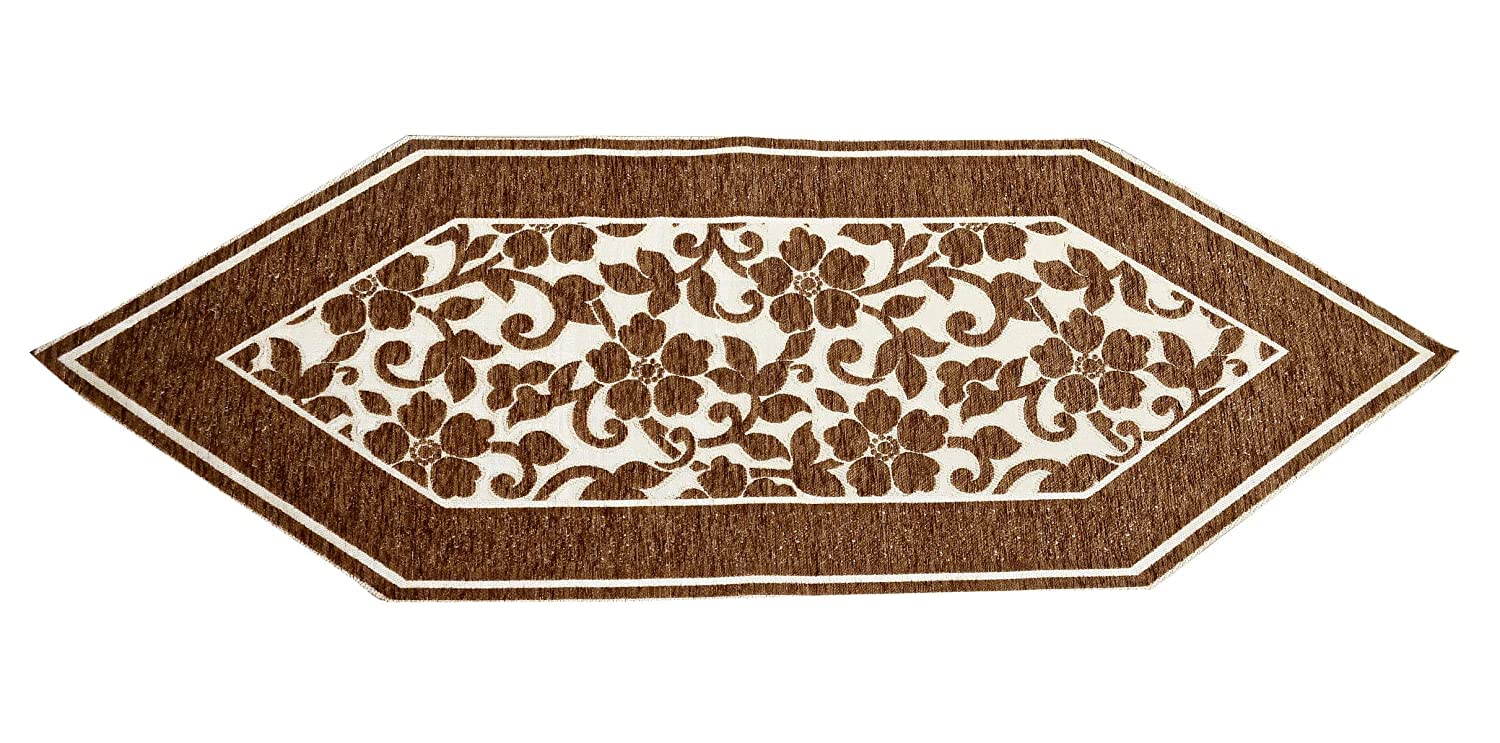 Kuber Industries Floral Design Velvet Dining Table Runner (Coffee)  CTKTC29916